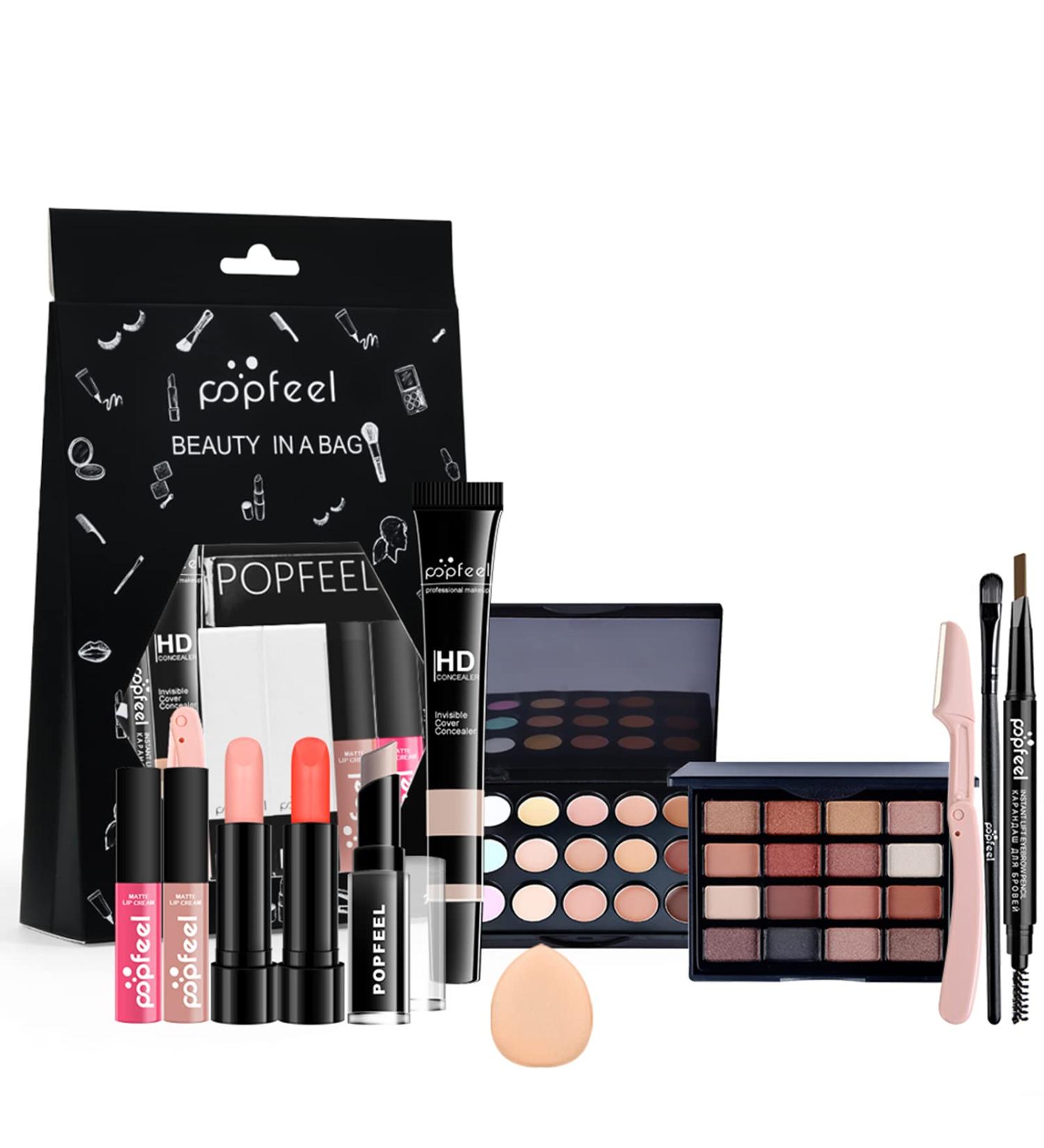 RoseFlower 12 Pcs Professional Makeup Set with Gift Bag - Full Cosmetics Starter Kit for Women | Concealer, Eyeshadow, Lipstick, Blush Palette - Ideal Birthday & Xmas Gift - Buy Online on GoSupps.com