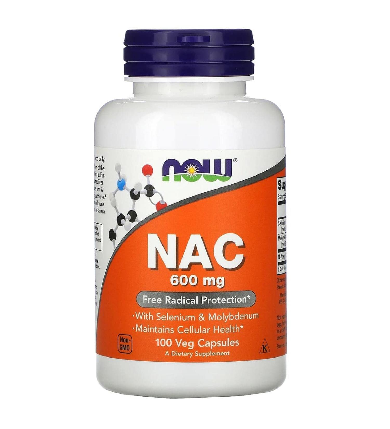 Now Foods NAC 600mg - 100 Capsules | Powerful Antioxidant Supplement - Buy Online on GoSupps.com