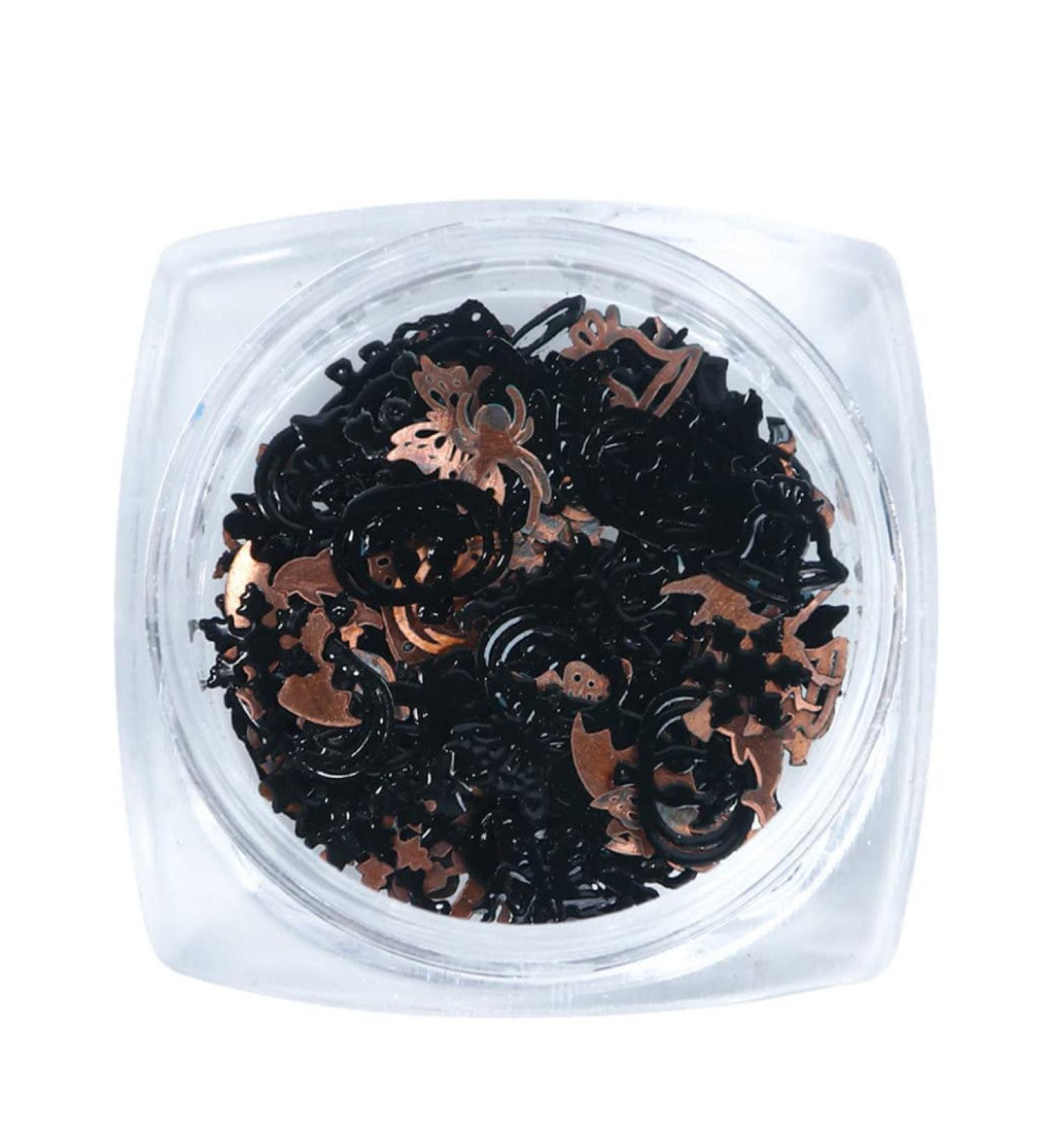 Nail Art Sequins Halloween Nail Glitter Decals Day of the Dead DIY Manicure Decor Black - Buy Online on GoSupps.com
