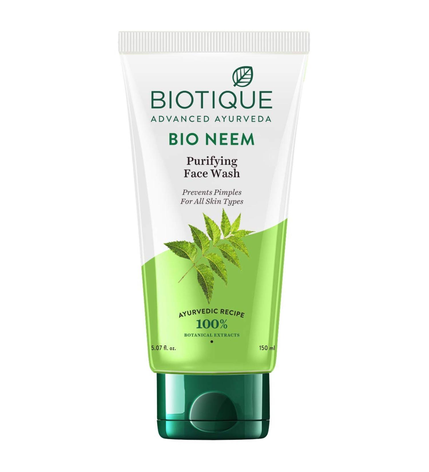 Biotique Advanced Ayurveda Bio Neem Purifying Face Wash for All Skin Types 150ml I 5.07 Fl. Oz.