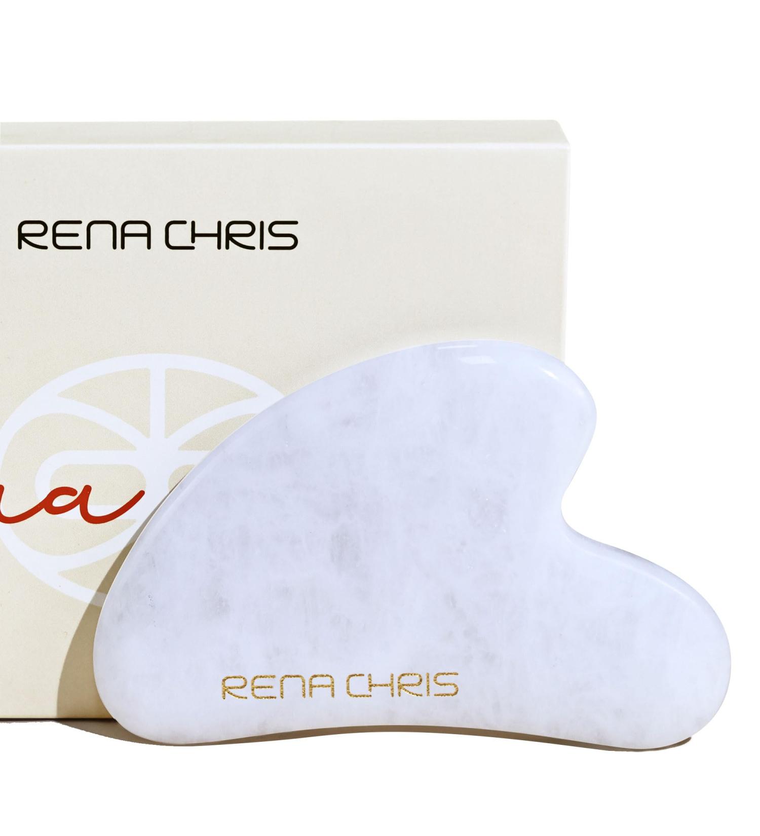 Rena Chris 100% Natural Jade Gua Sha Stein for Jaw Shaping & Reducing Swelling | Daily Skincare Routine Set (White Jade) - Shop Internationally - Buy Online on GoSupps.com