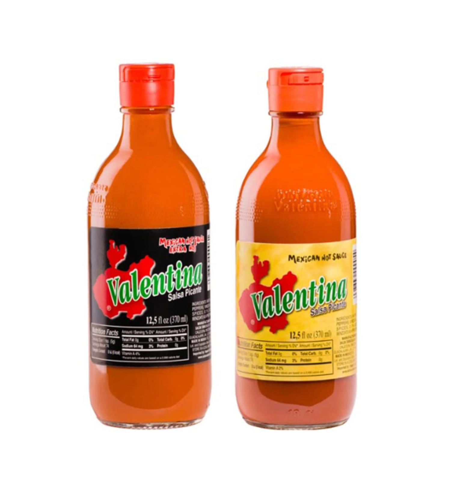 BOEMY Set of 2 Valentina sauces La Valentina original from Mexico 370ml. c/u spicy yellow and extra spicy black the perfect combination for your snacks - Buy Online on GoSupps.com