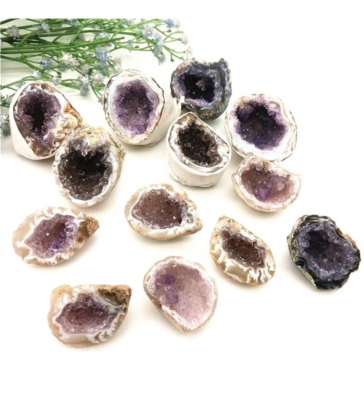 Beautiful 1 Pack Natural Crystal Colored Agate Geode Cut Crystal Cluster Stones Full of Texture - Buy Online on GoSupps.com