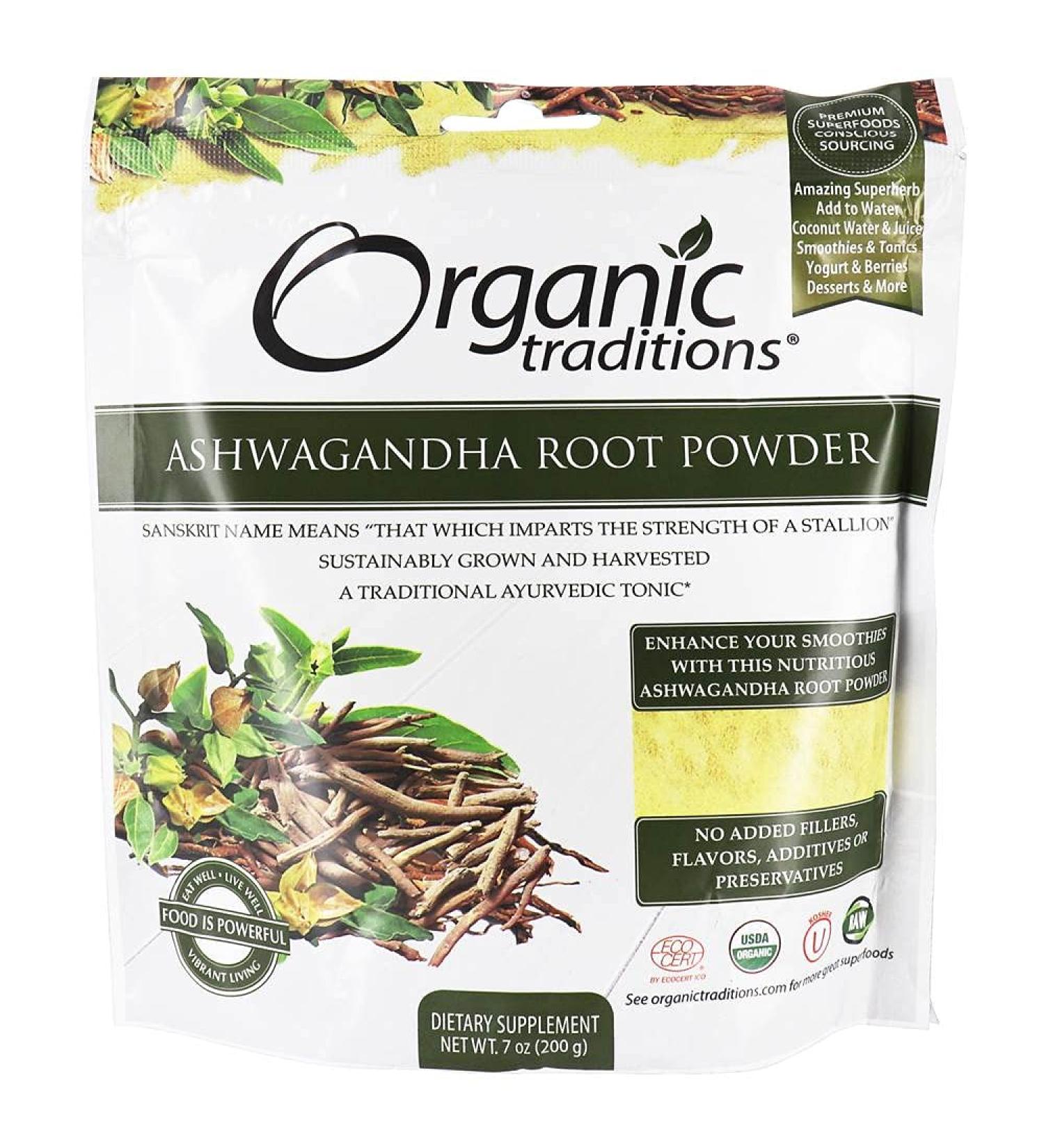 Organic Traditions Ashwagandha Root Powder 7 oz | Nutrient-Rich Adaptogen for Stress Relief - Buy Online on GoSupps.com