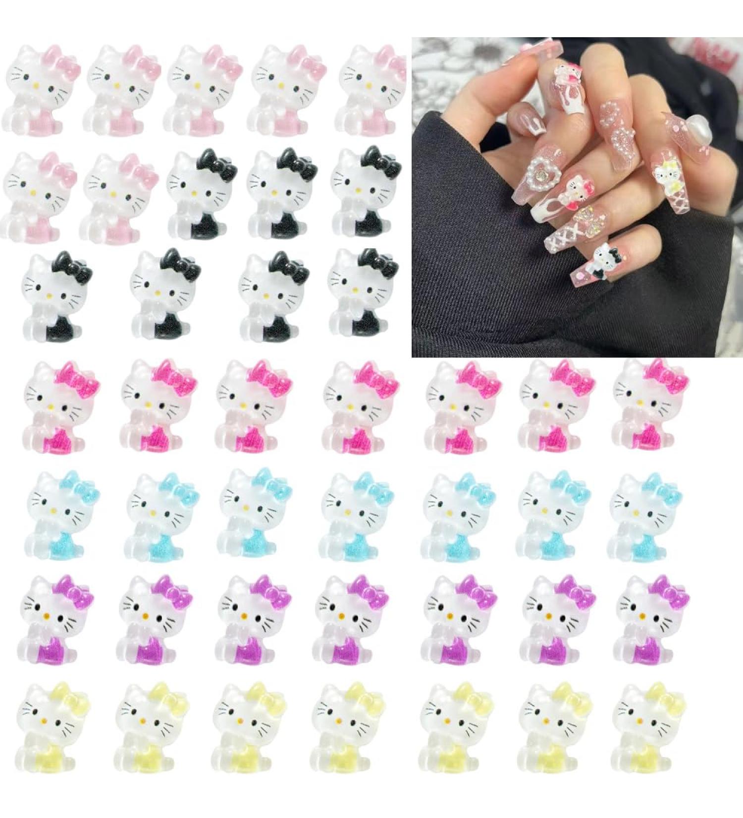 Nail Rhinestones 3D Kitty Cat Nail Art Charms 3D Cartoon Kawaii Sanrio Nail Decorations for Nail Art Supplies Resin Nails Slime Rainbow Horse Charms Cute DIY Nail Accessories (42 Pcs) 6 different cat - Buy Online on GoSupps.com