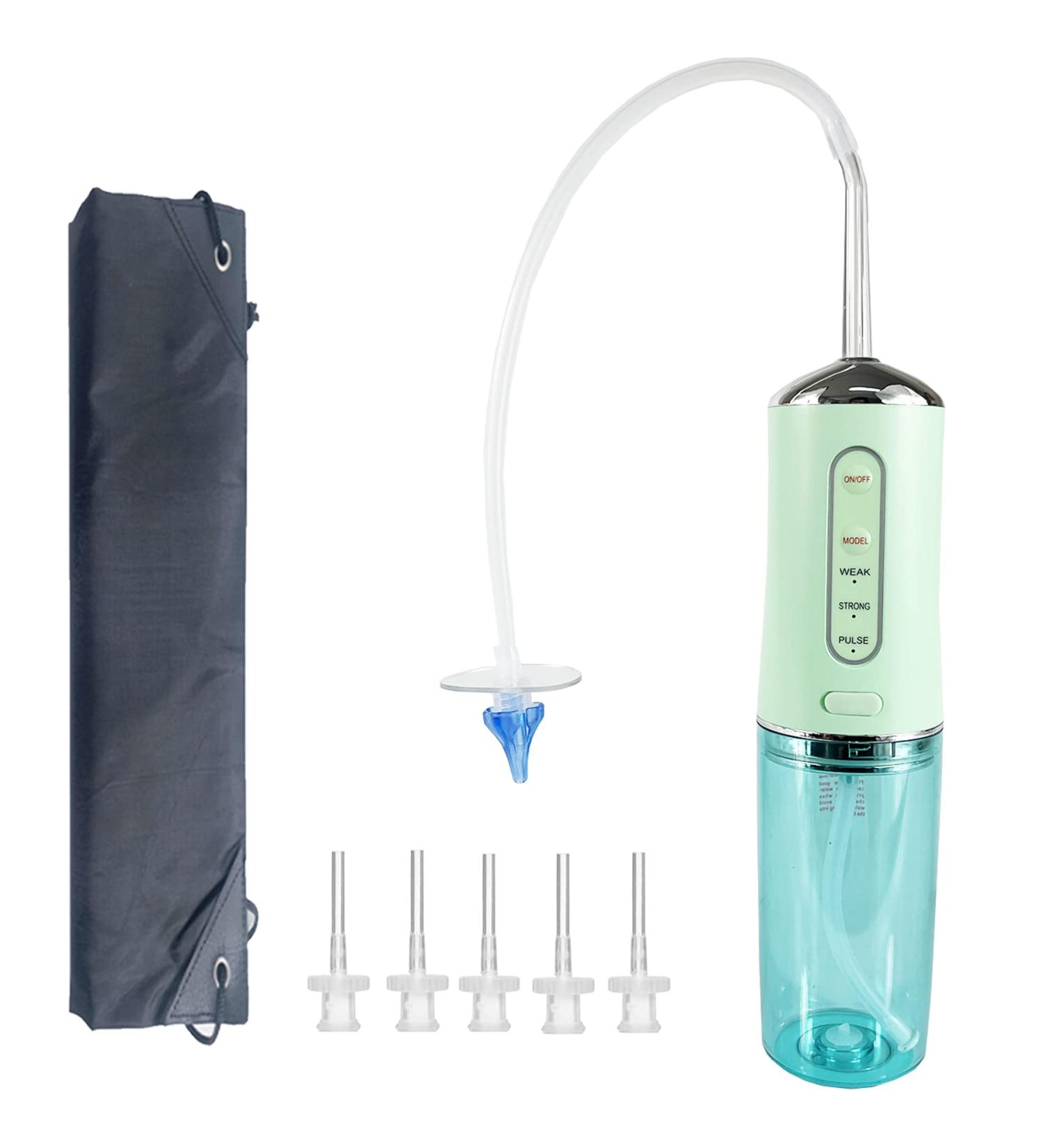 Smokitcen Electric Ear Cleaning Kit for Adults - Premium Reusable Ear Wax Removal Tool with Electrical Cleaner Spray, 3 Pressure Irrigation Tips, and 9.8in Silicone Hose (Green) - Buy Online on GoSupps.com
