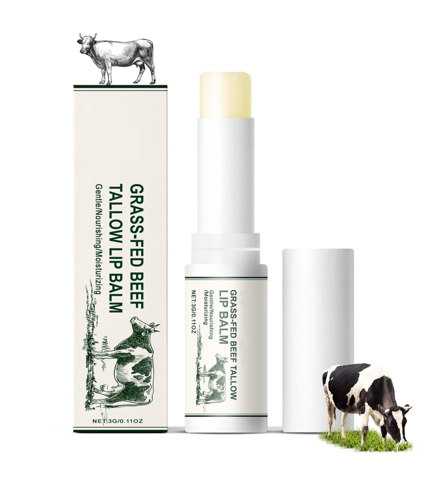 Beef Tallow Lip Balm Natural Moisturizing Beeswax Balm Lip Care Nourishing and Soothes for Chapped & Cracked Dry Lips Tallow and Honey Balm for Dry Skin Long Lasting & Vitamin Rich - Buy Online on GoSupps.com