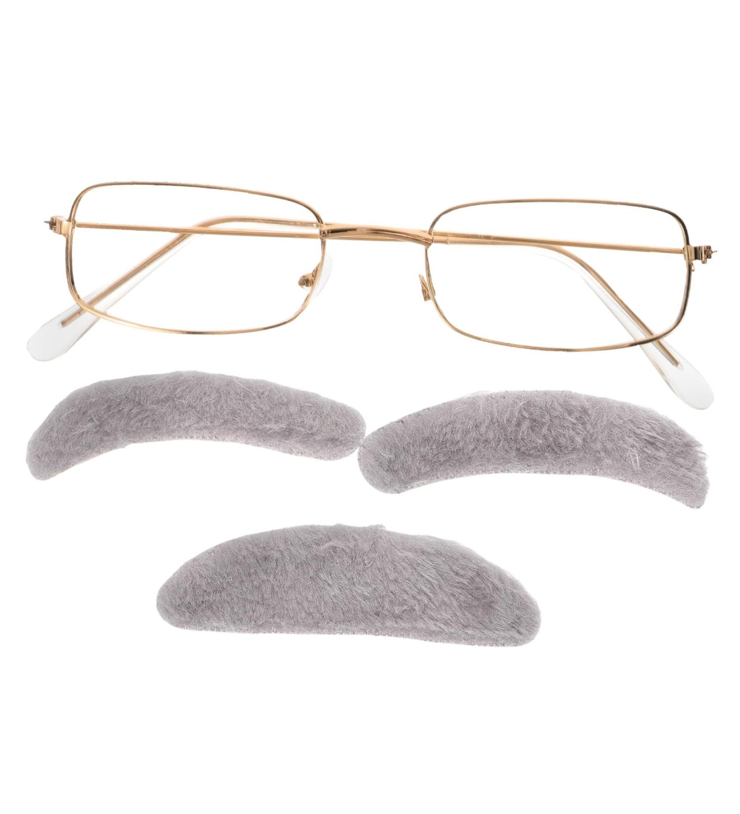 Old Man Beard Costume Set | Realistic Fake Beard Mustache & Glasses for Men - Perfect Cosplay Accessories - Buy Online on GoSupps.com