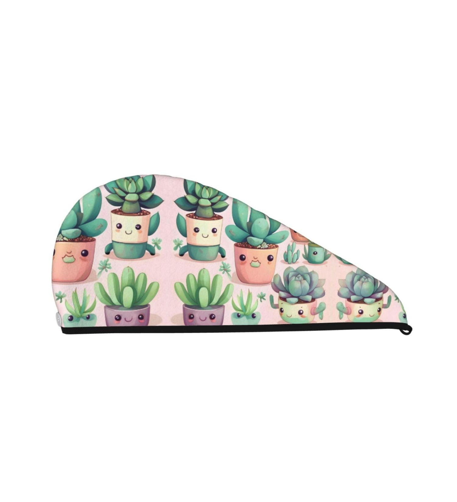 Super Absorbent Succulent Plant Dry Hair Cap for Women | Quick Dry Soft and Elastic Wrap for Long Thick Hair - Buy Online on GoSupps.com