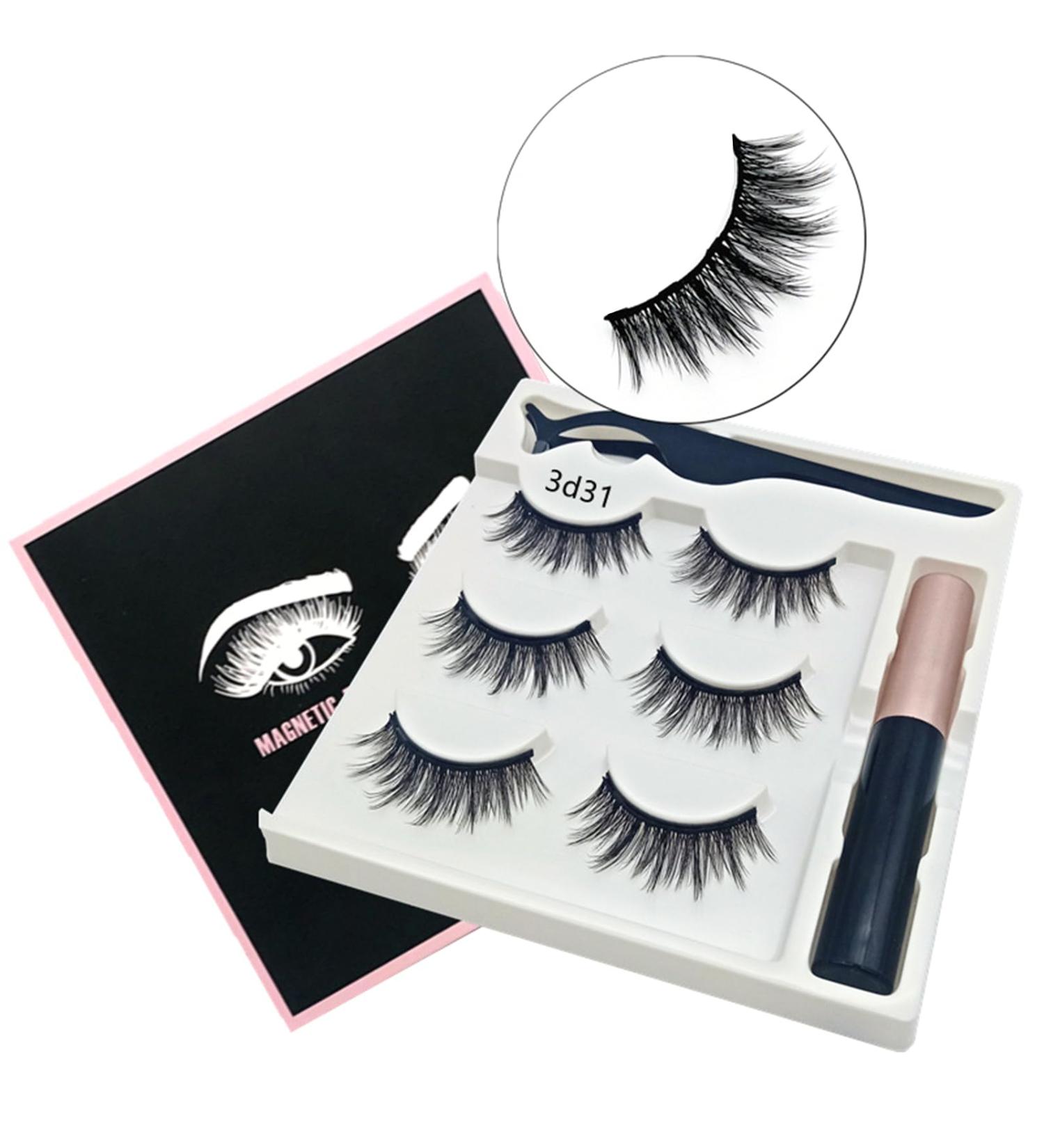 Magnetic Eyelashes And Eyeliner Kit 3 Pairs Reusable Magnetic Lashes With Eyeliner 3D Natural Look False Eyelashes Magnetic Eyelashes Natural Looking Lashes - Buy Online on GoSupps.com