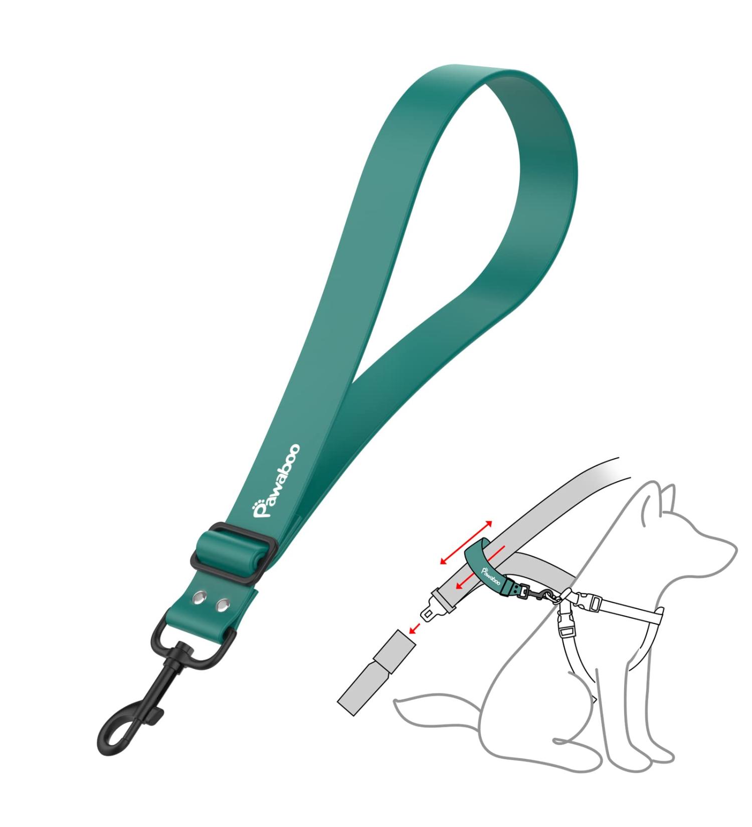 Pawaboo Dog Seat Belt - Adjustable Universal Car Buckle for Dogs - 32 Dark Green Woven Nylon Belt - Buy Online on GoSupps.com