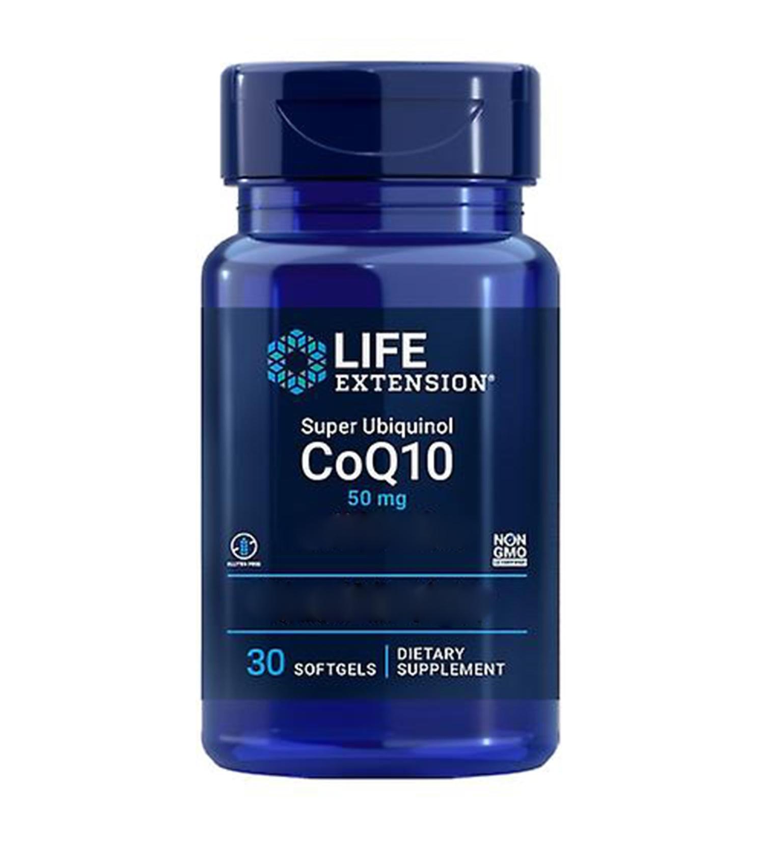 Life Extension Super Ubiquinol 50mg - 30 Softgels | Kaneka-Ubiquinol | Lab Tested, Gluten Free, Soy Free, Non-GMO - Buy Online on GoSupps.com