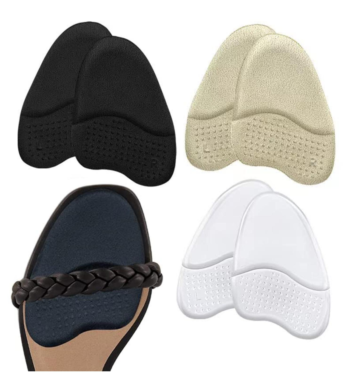 Women's Metatarsal Pads - 3 Pairs Ball of Foot Cushions for Pain Relief - Anti-Slip Insoles for Forefoot Comfort (Beige+Black+Clear) - Buy Online on GoSupps.com