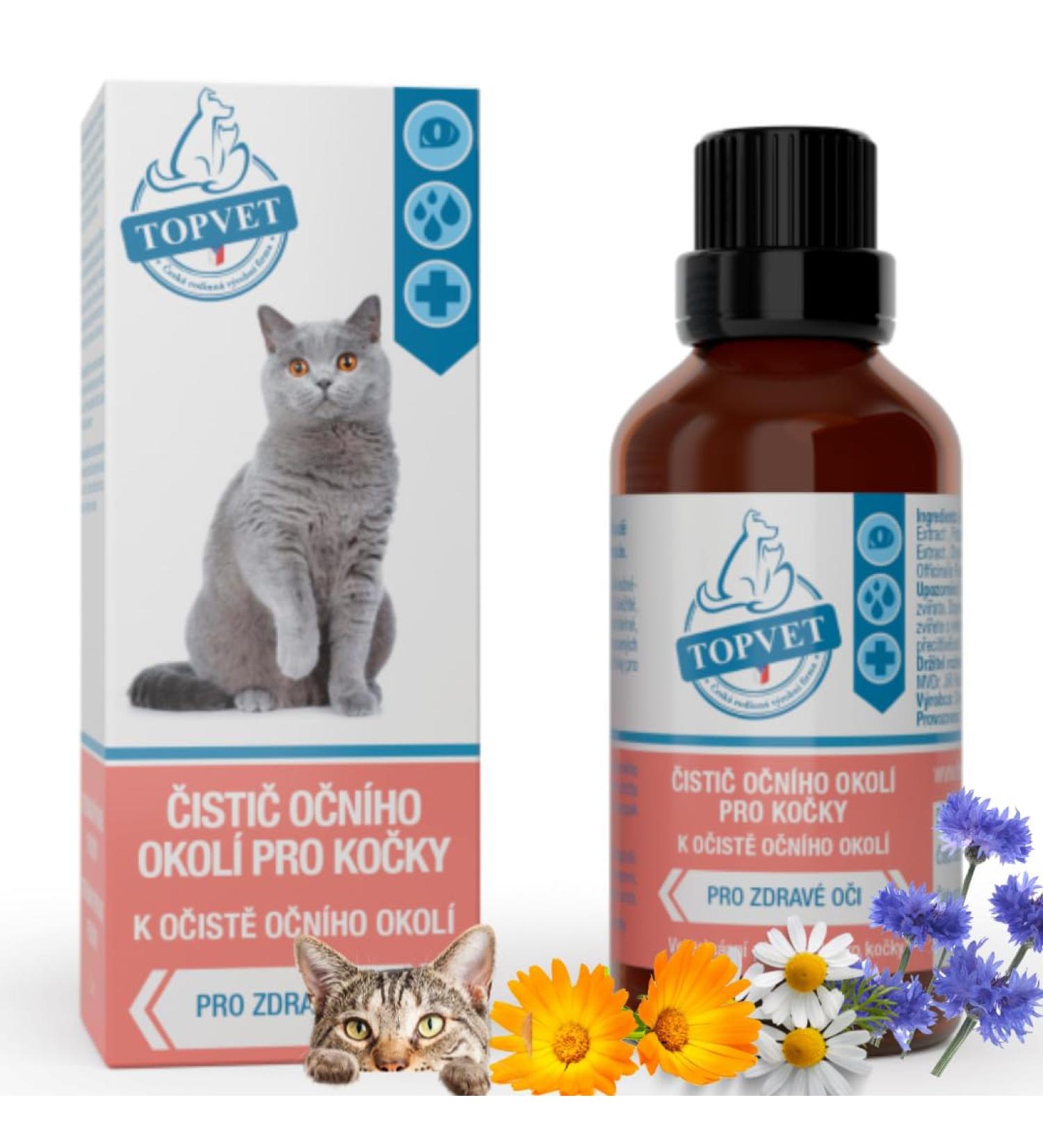 Topvet Cat Eye Cleaner | Natural Allergy Relief with Boric Acid & Herbal Extracts | 50ml - Buy Online on GoSupps.com