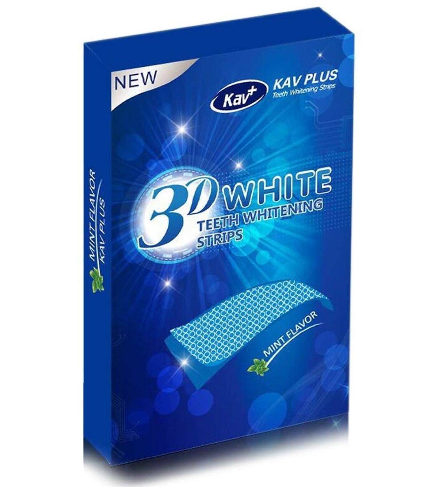 KAV PLUS Teeth Whitening Strips Dental Enamel Safe Teeth Bleaching Treatment for Crystal Smile Non-Peroxide Whitener Kit Professional Remover of Teeth Stain Mint Flavor