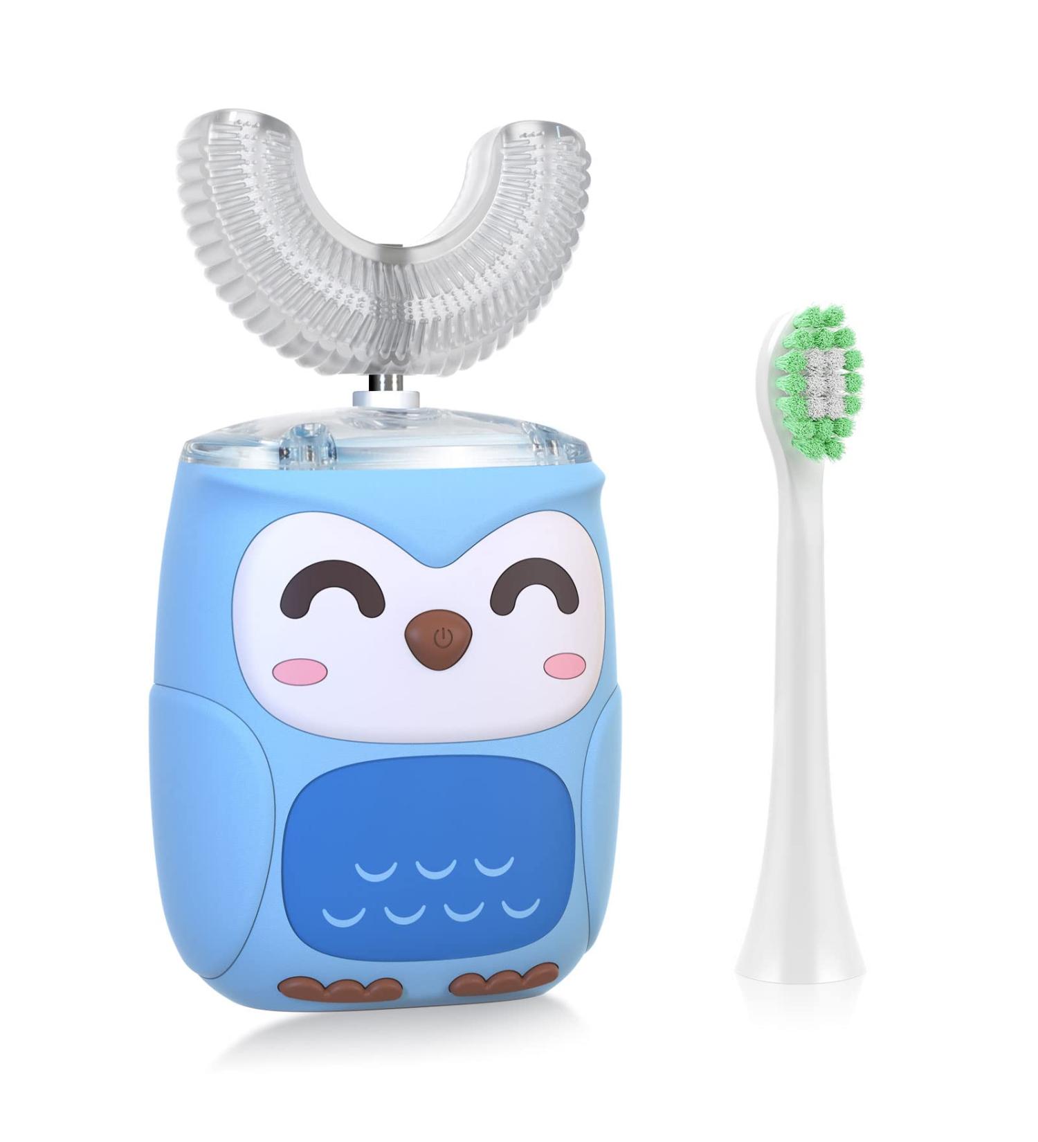 Kids Electric Toothbrush U-Shaped Whole Mouth Automatic Brush for Children & Toddlers (2-6 Year) in Light Blue - Buy Online on GoSupps.com