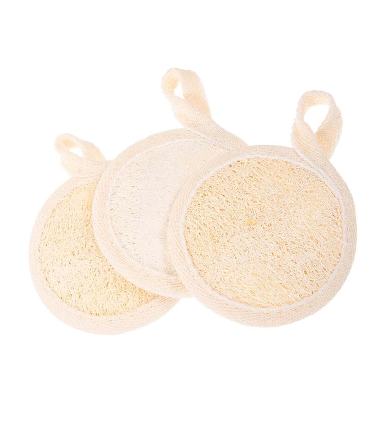 Minkissy 3pcs Cleaning Wipes & Exfoliating Loofah Pads - Soft Facial Scrubber for Face & Hand Held Use - Cotton Linen Beige - Buy Online on GoSupps.com