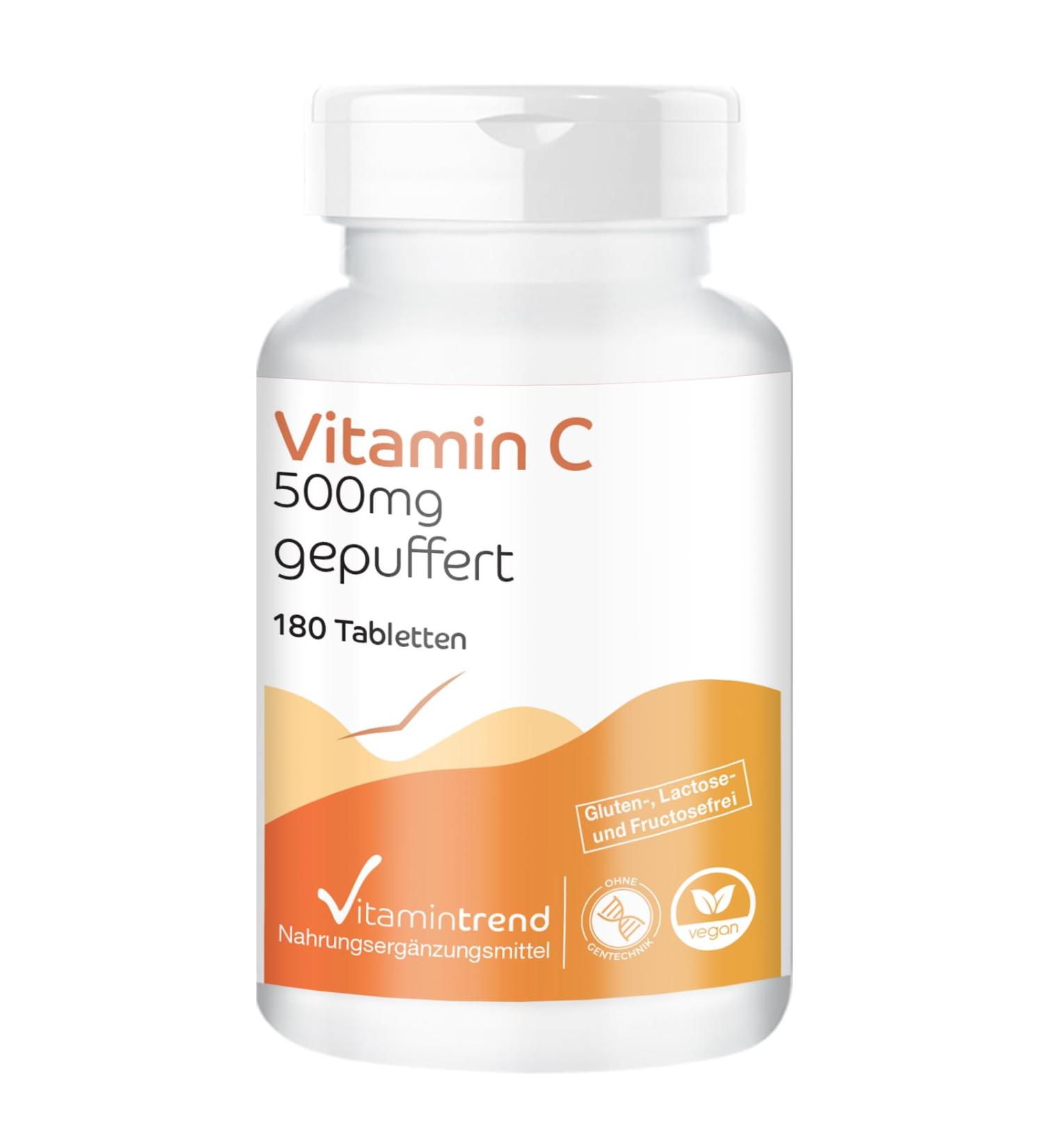 Vitamine C Tamponn e 500mg Facile dig rer - Ascorbate de Calcium 500mg V gan - Boite de 180 comprim s - ! POUR 6 MOIS ! | Vitamintrend  - Buy Online on GoSupps.com