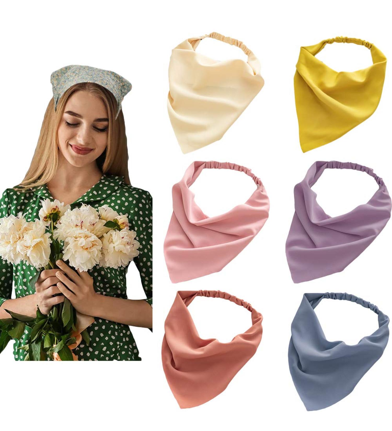 6 Pcs Chiffon Hair Scarf Bandanas with Hair Ties for Women and Girls - Buy Online on GoSupps.com