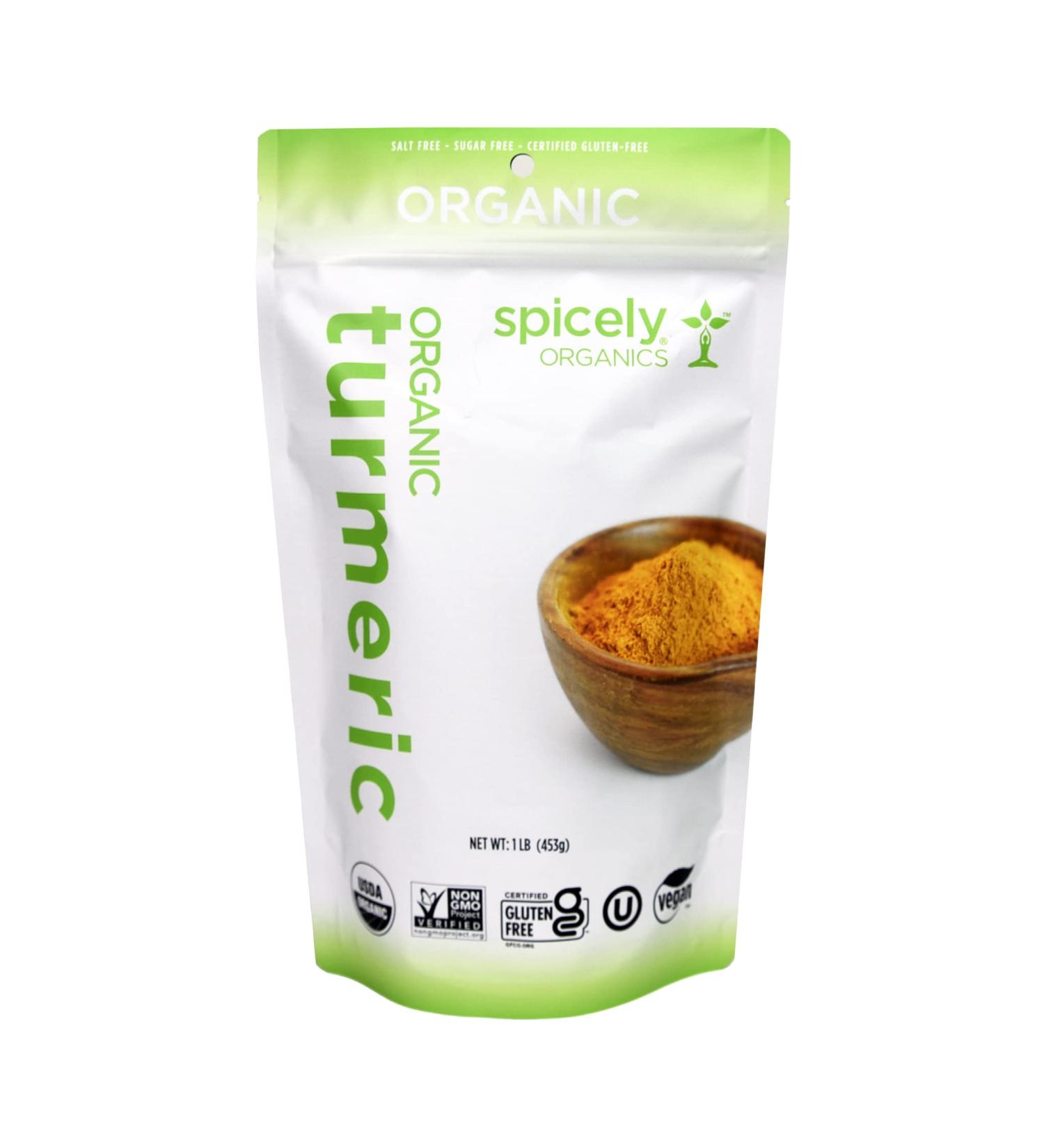 Spicely Organic Turmeric 1 Lb Bag Certified Gluten Free 1 Pound (Pack of 1)