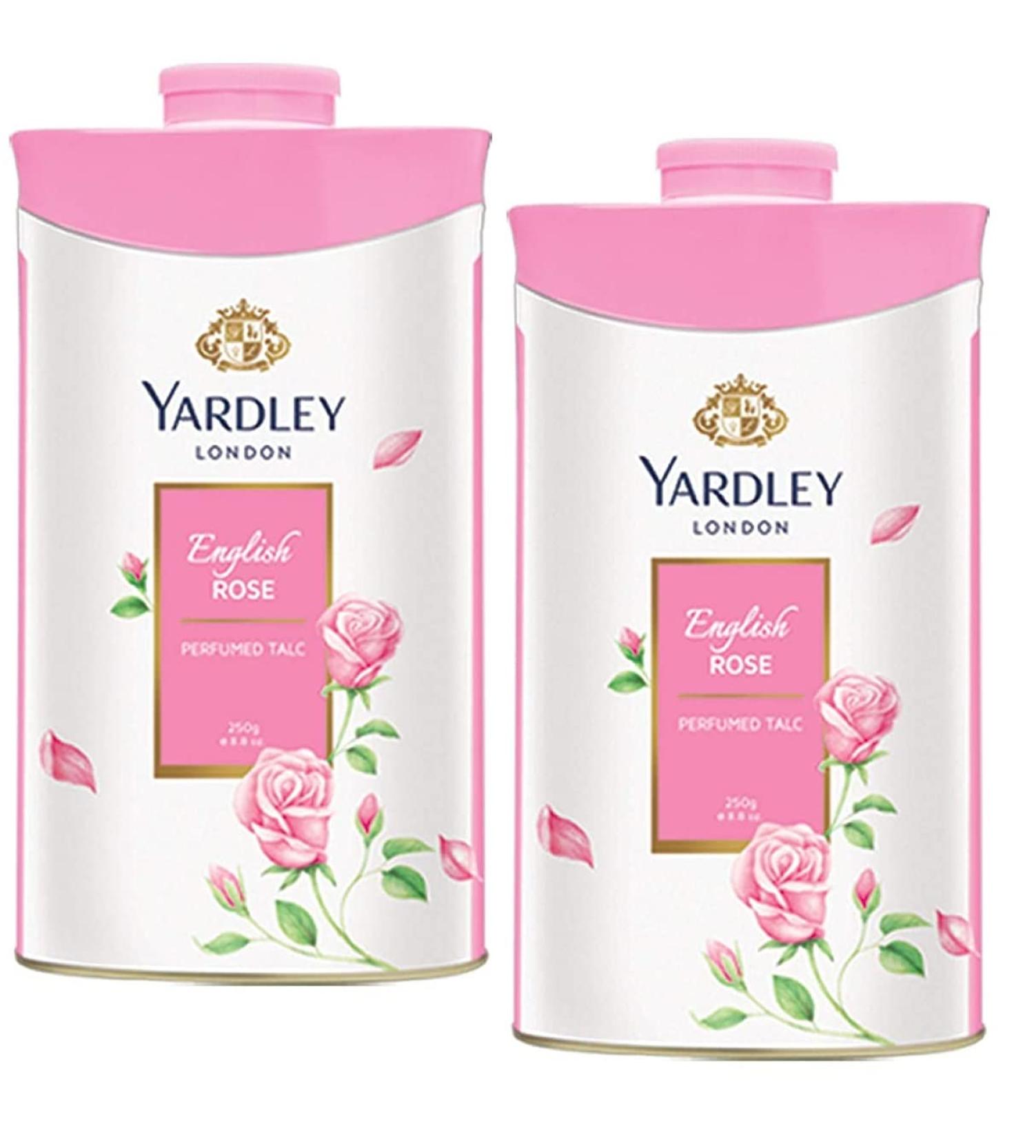 Yardley London Perfumed Fresh Floral Fragrances Locked in a fine & Silky Talcum Powder (Yardley English Roses Perfumed Talc - 250gm Pack of 2)