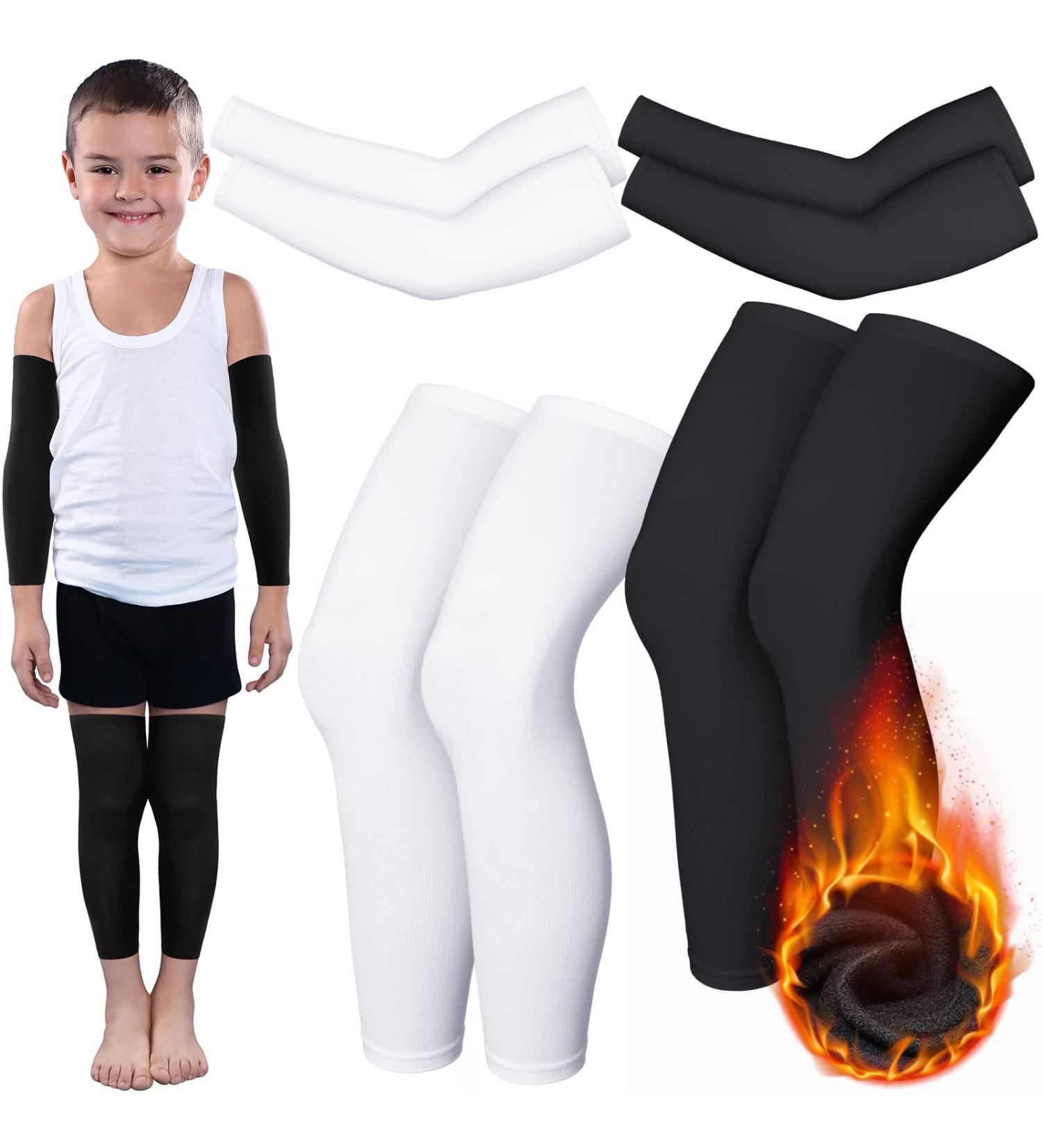 Buy 4 Pairs Kids Thermal Arm & Leg Warmers | Compression Fleece Non-Slip Sleeves for Boys & Girls | M Size | Ideal for Sports & Running - Buy Online on GoSupps.com