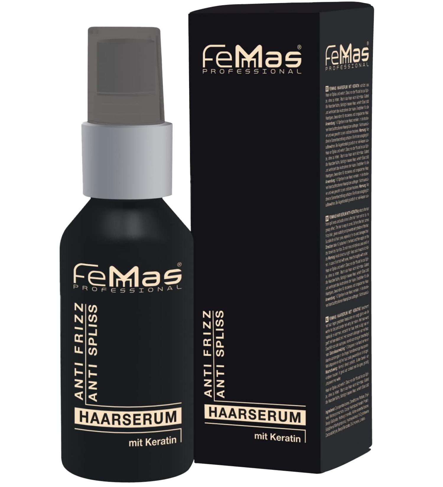 Femmas Haar-Serum 50ml | Argan Oil & Keratin Anti-Frizz Treatment for Dry Damaged Hair | Shine & Strengthen Hair Against Split Ends & Breakage - Buy Online on GoSupps.com