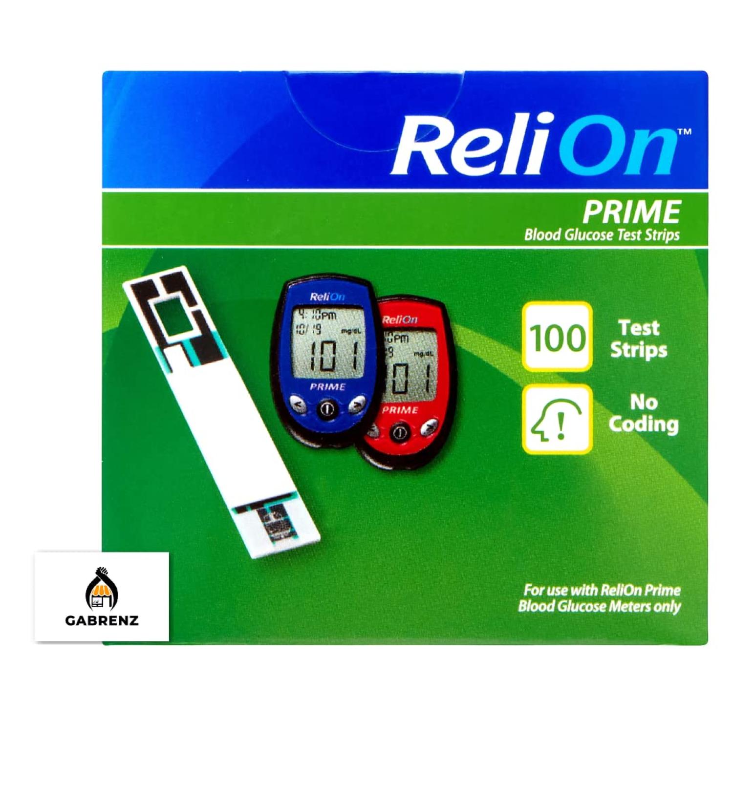 ReliOn Prime Blood Glucose Test Strips 100 Count + GBZ Fridge Magnet