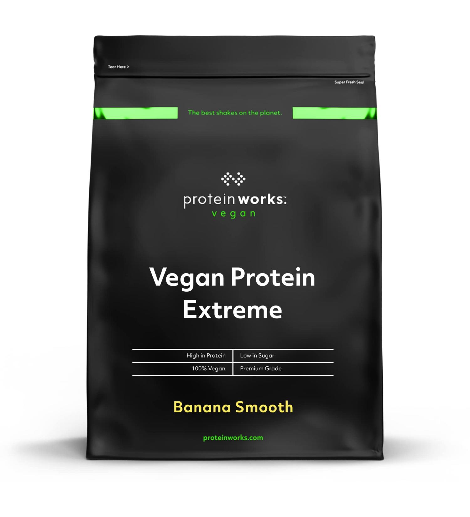 The Protein Works Vegan Protein Extreme - 29g Plant Based Protein with Added Vitamin Blend | 57 Servings | Banana Smooth Flavor | 2kg - Buy Online on GoSupps.com