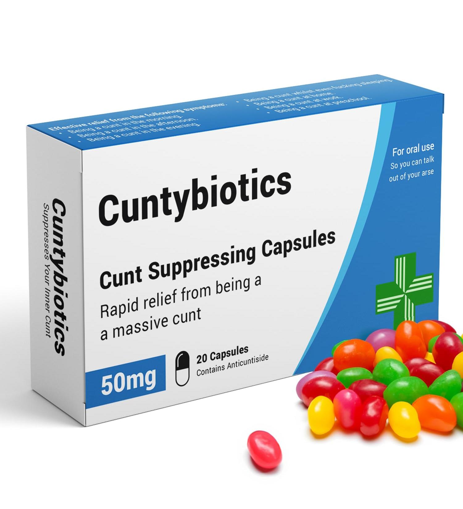 Cuntybiotics Prank Pill Box with Jelly Beans - Funny Gag Gift for Men & Women | Secret Santa & Dad Birthday Present - Buy Online on GoSupps.com