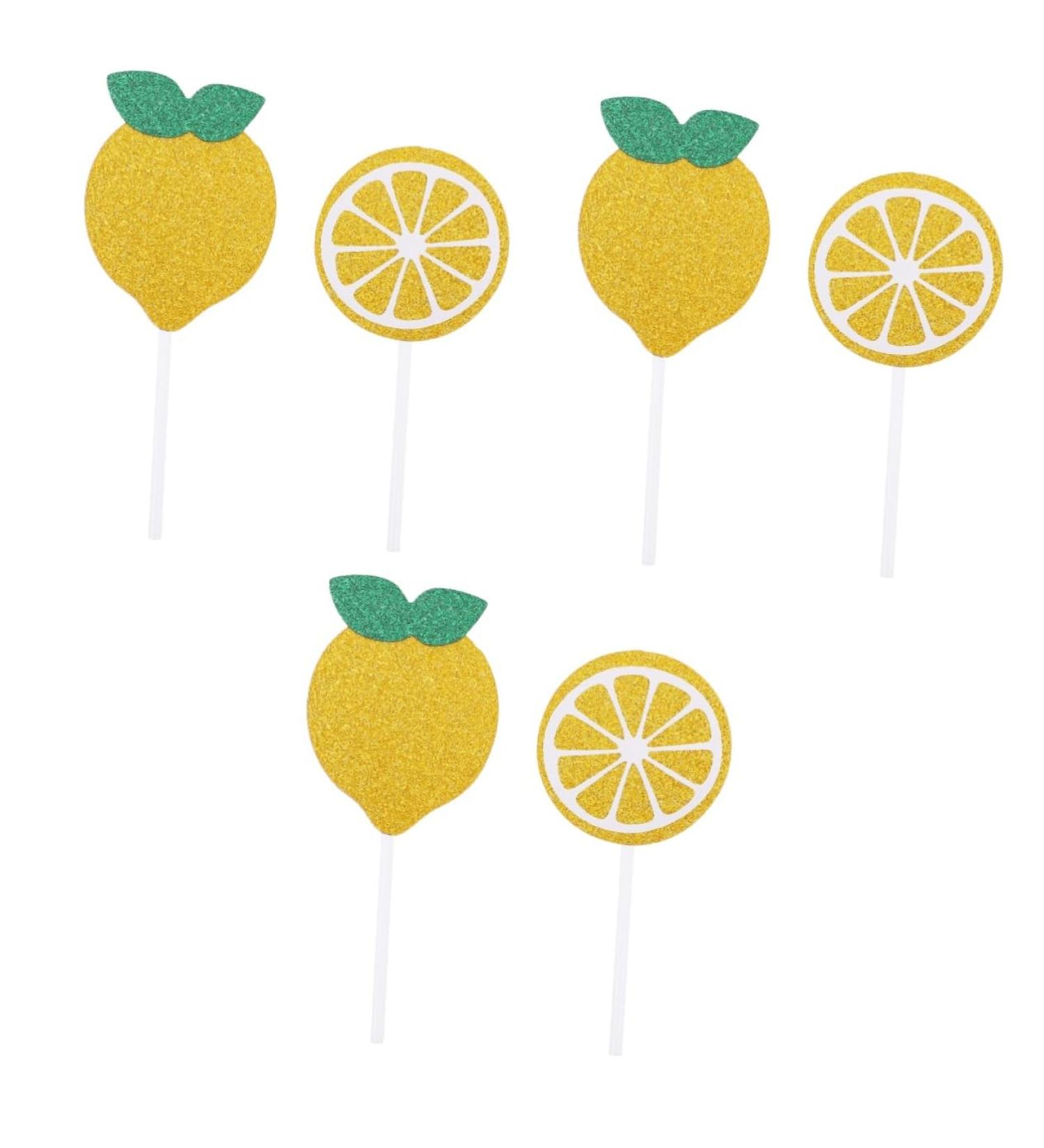 Abaodam 72 Pcs Lemon Cake Toppers Birthday Toppers for Cakes Birthday Cupcake Topper Summer Decor Summer Ornaments Birthday Cake Toppers Gold Decorations Gold Trim Baby Paper Cup Props - Buy Online on GoSupps.com