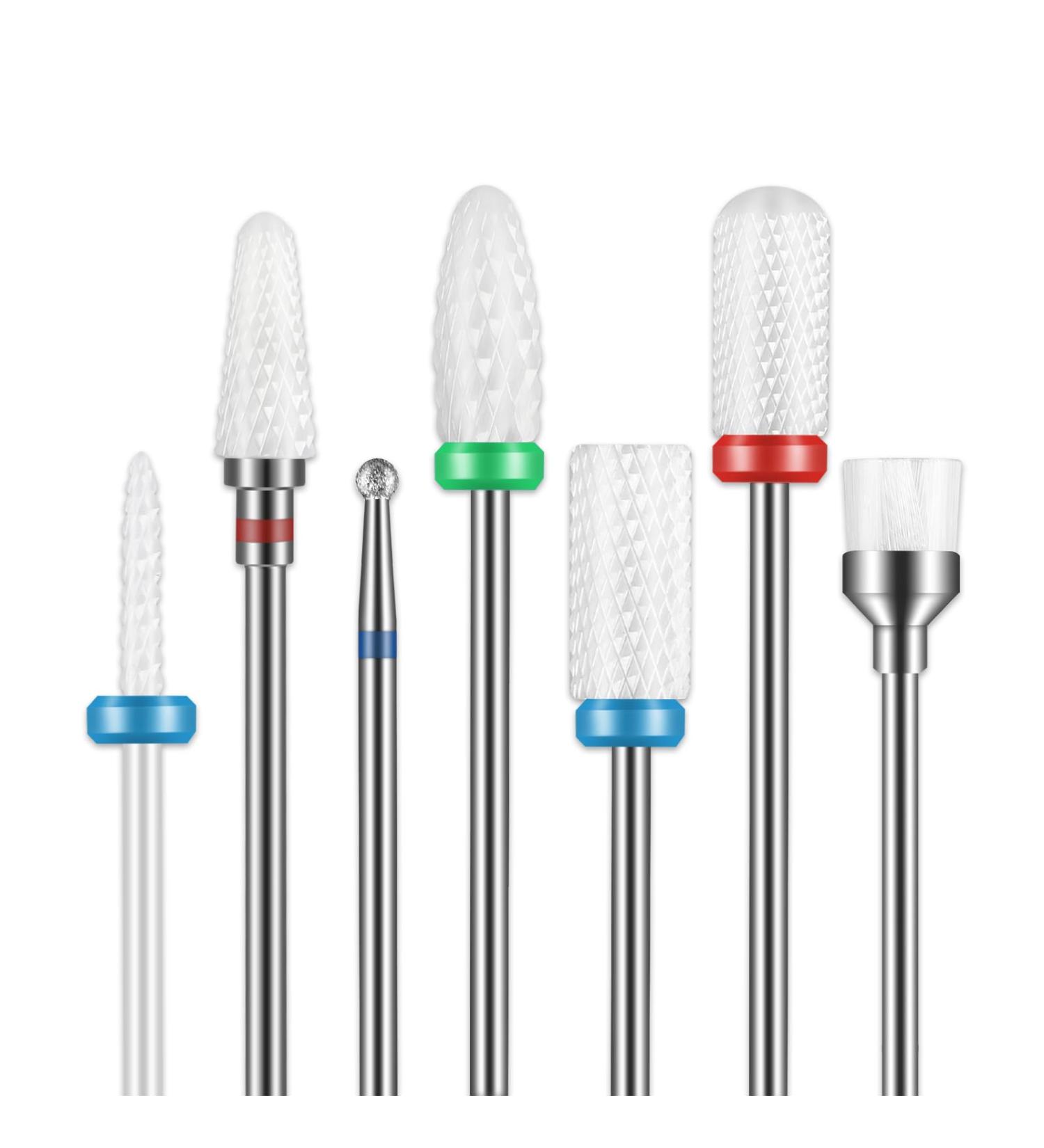 7-Part Ceramic Nail Drill Set for Acrylic Nails | Professional 3/32 Diamond Drill for Gel Cuticles Manicure & Pedicure - Gold - Buy Online on GoSupps.com