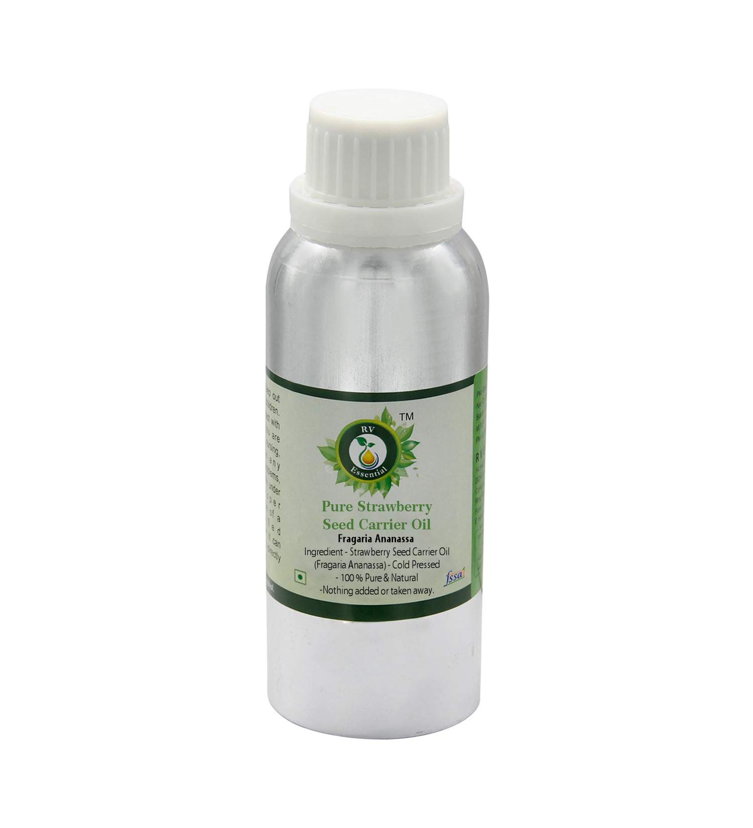 R V Essential Huile de porteur de graine de fraise pur 1250ml (42oz) - Fragaria Ananassa (100% pur et naturelle press e froid) Strawberry Seed Carrier Oil 1.25 l (Pack of 1) - Buy Online on GoSupps.com