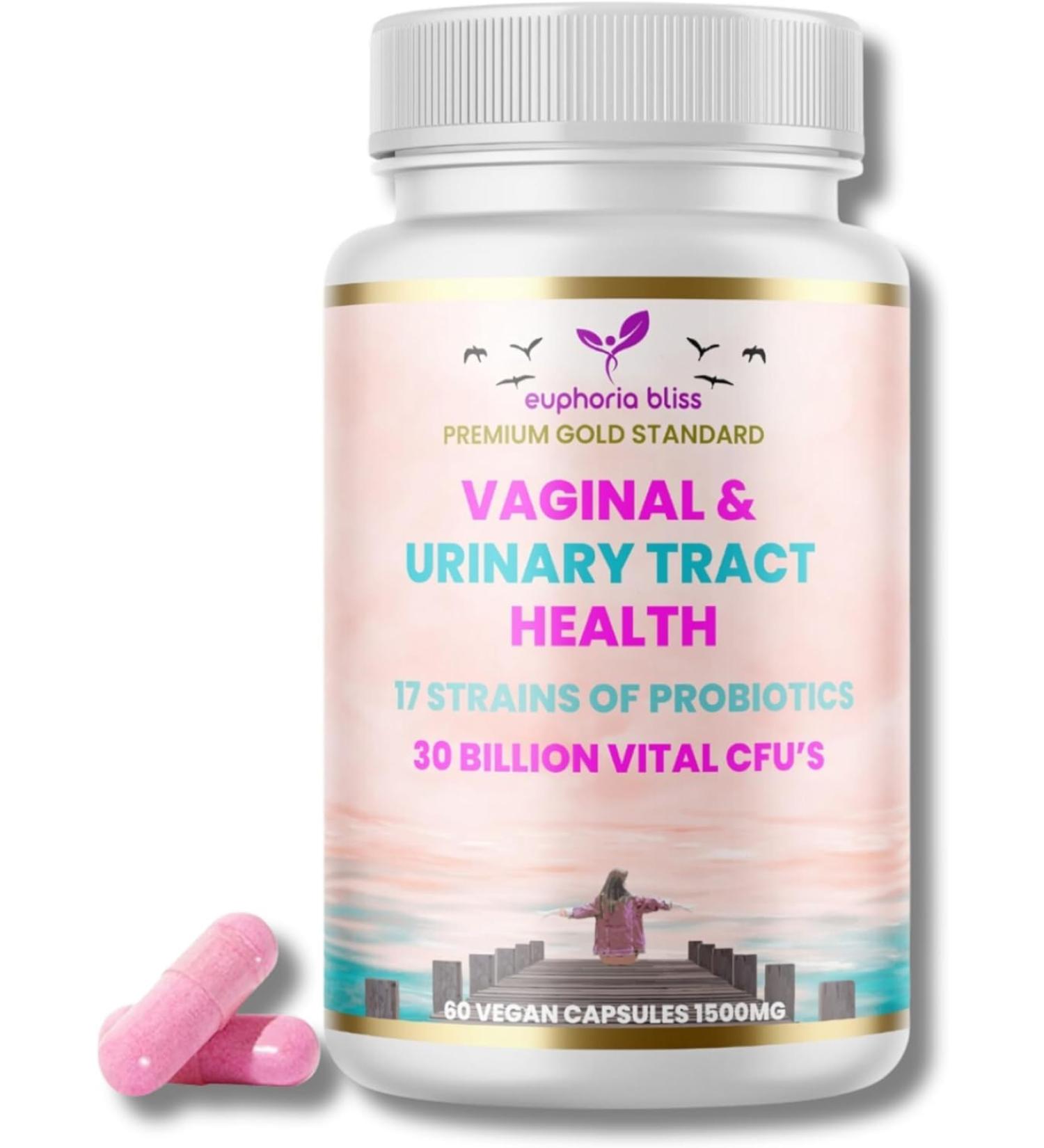 Vaginal Probiotics for Women - pH Balance & Natural Health Supplement with Prebiotics Cranberry & Garlic - 60 Vegan Caps - Buy Online on GoSupps.com