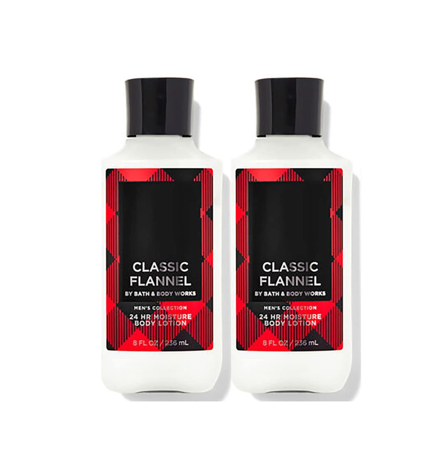 Bath and Body Works Classic Flannel Men's Collection 24 Hour Moisture Body Lotion Lot of 2- Full Size 8 Oz  238 Ml each (Classic Flannel)