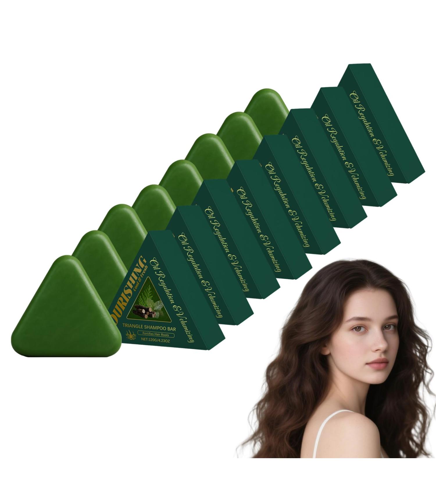VKaoess Cypress Leaf Hair Soap Nature Triangle Shampoo Bar Solid shampoo and conditioner bar for women and men herbal hair soap for volume and oil control strengthens and smoothes hair 8 pieces - Buy Online on GoSupps.com