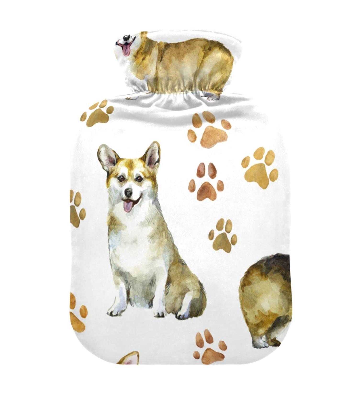 Hot Water Bottles with Watercolor Corgi Cover - 2L Pain Relief & Comfort for Pregnant Women - Buy Online on GoSupps.com