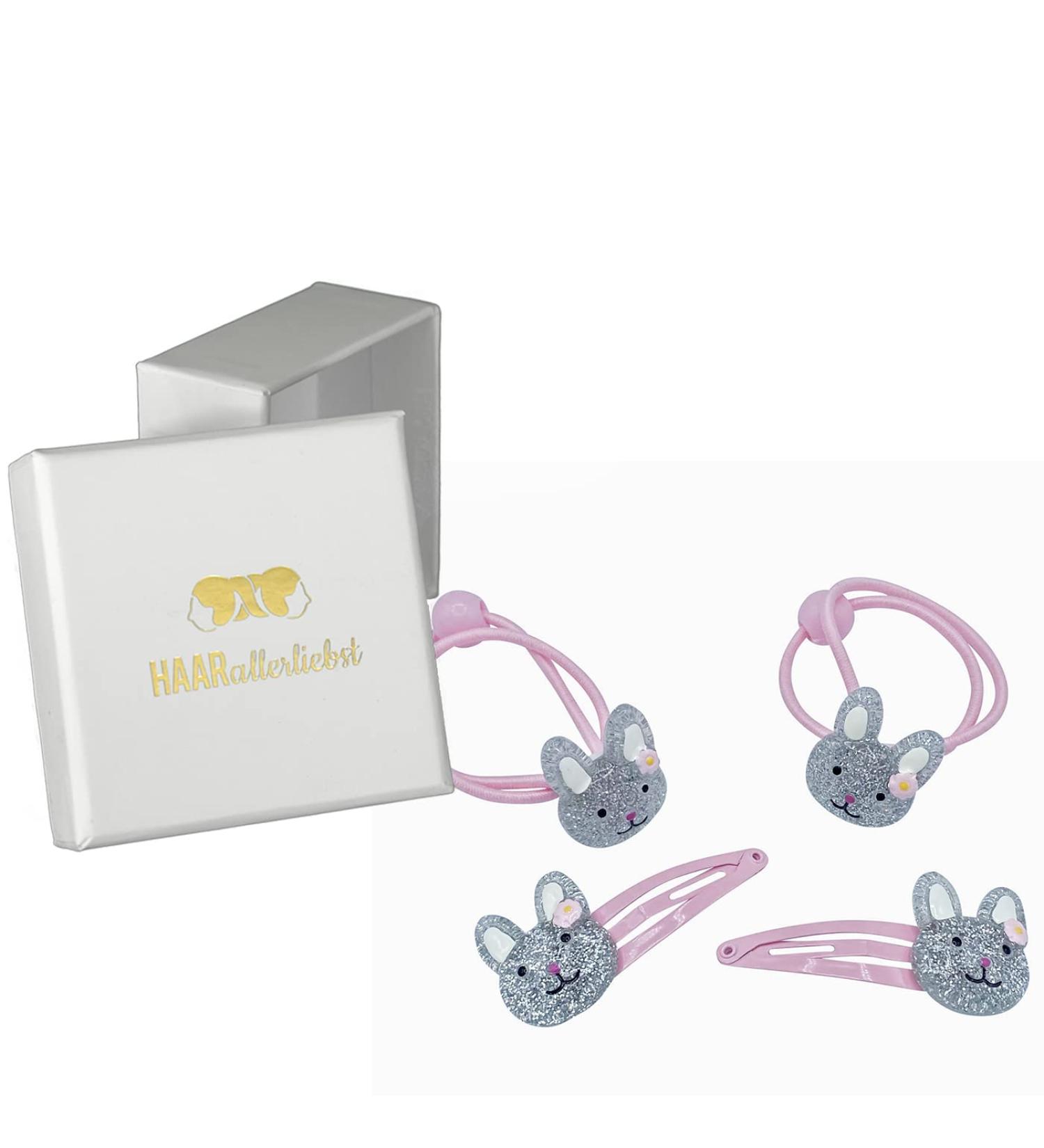 Glittering Pink Hair Jewelry Set for Girls | 4-Part Hair Accessories with Storage Box | Perfect Gift - Buy Online on GoSupps.com
