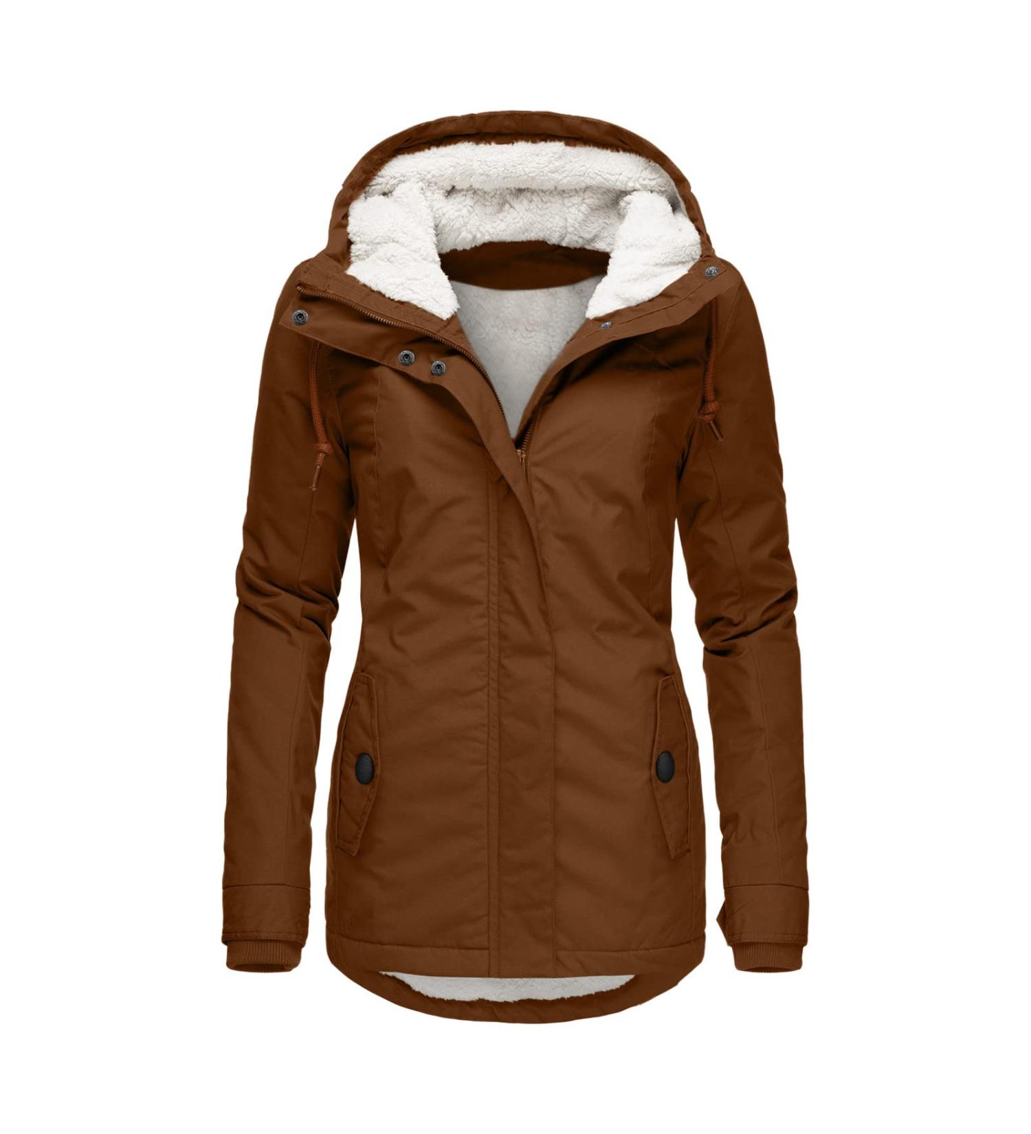 Buy Haiorziyou Women's Winter Jacket - Elegant Warm Parka Lumpy Fell 4XL Brown Windproof Cold Protection - Buy Online on GoSupps.com