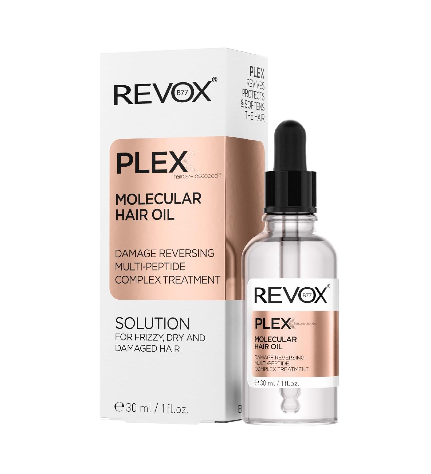  REVOX B77 REVOX B77 - Plex Molecular Hair Oil 30 ml For Dry and Damaged Hair Multipeptide Complex Restores Fibers Nourishes Repairs and Fights Frizz - Buy Online on GoSupps.com