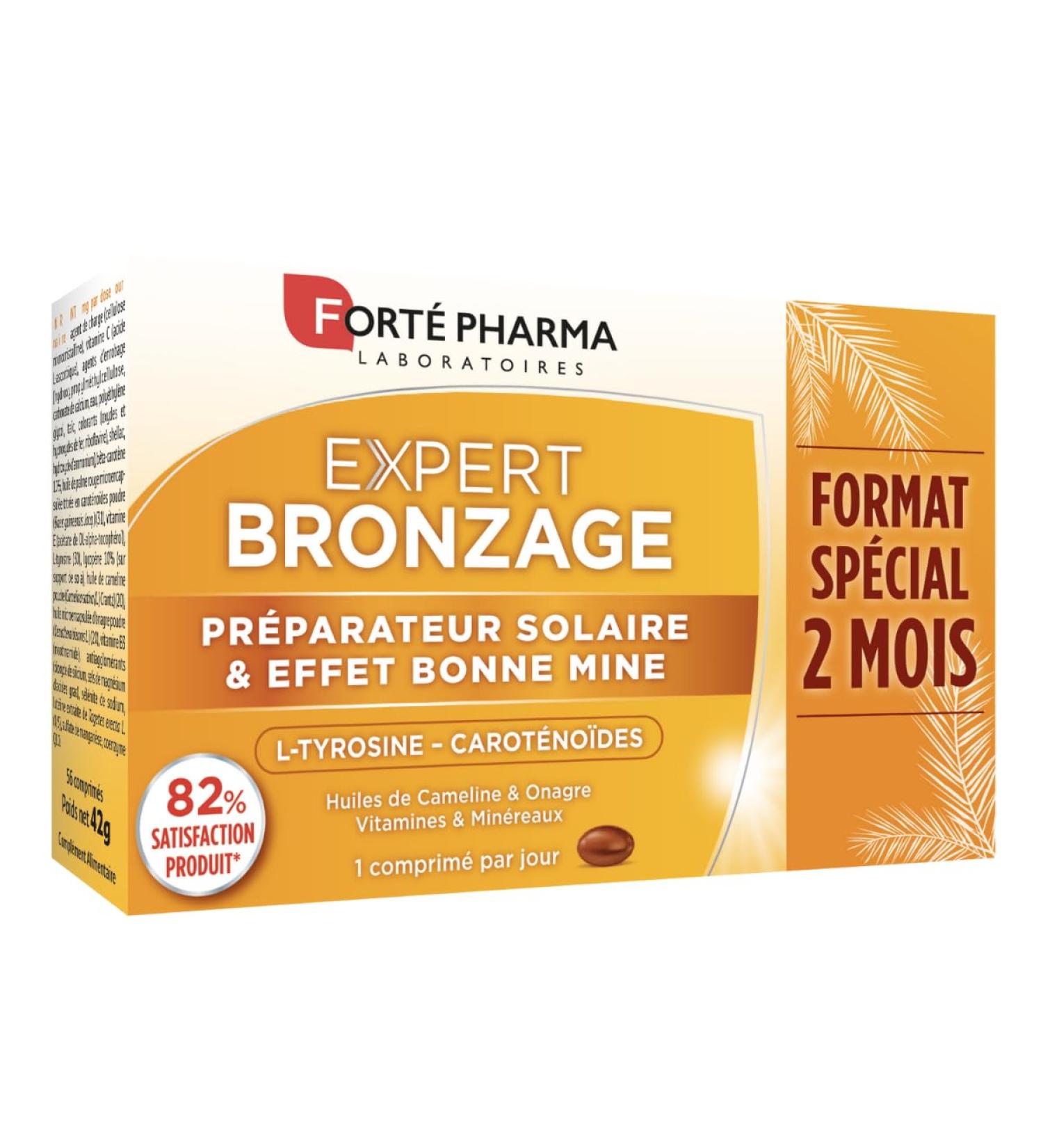 Fort Pharma Expert Bronzage - Sunbathing Dietary Supplement - Prepares Activates Prolongs Tan - Carotenoids Evening Primrose Oil Vitamins E B3 C Trace Elements - 56 Tablets 1/Day - Buy Online on GoSupps.com