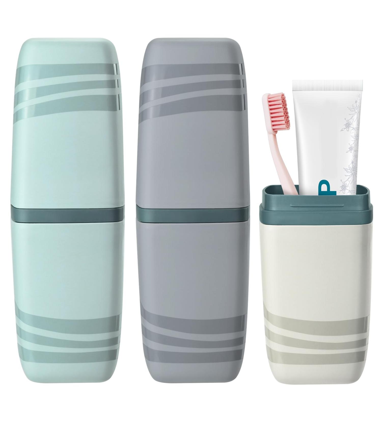 WiKSite Travel Toothbrush Set: 3 Child-Safe Waterproof Toothbrushes & Case for Camping Hiking & Home Use - Buy Online on GoSupps.com