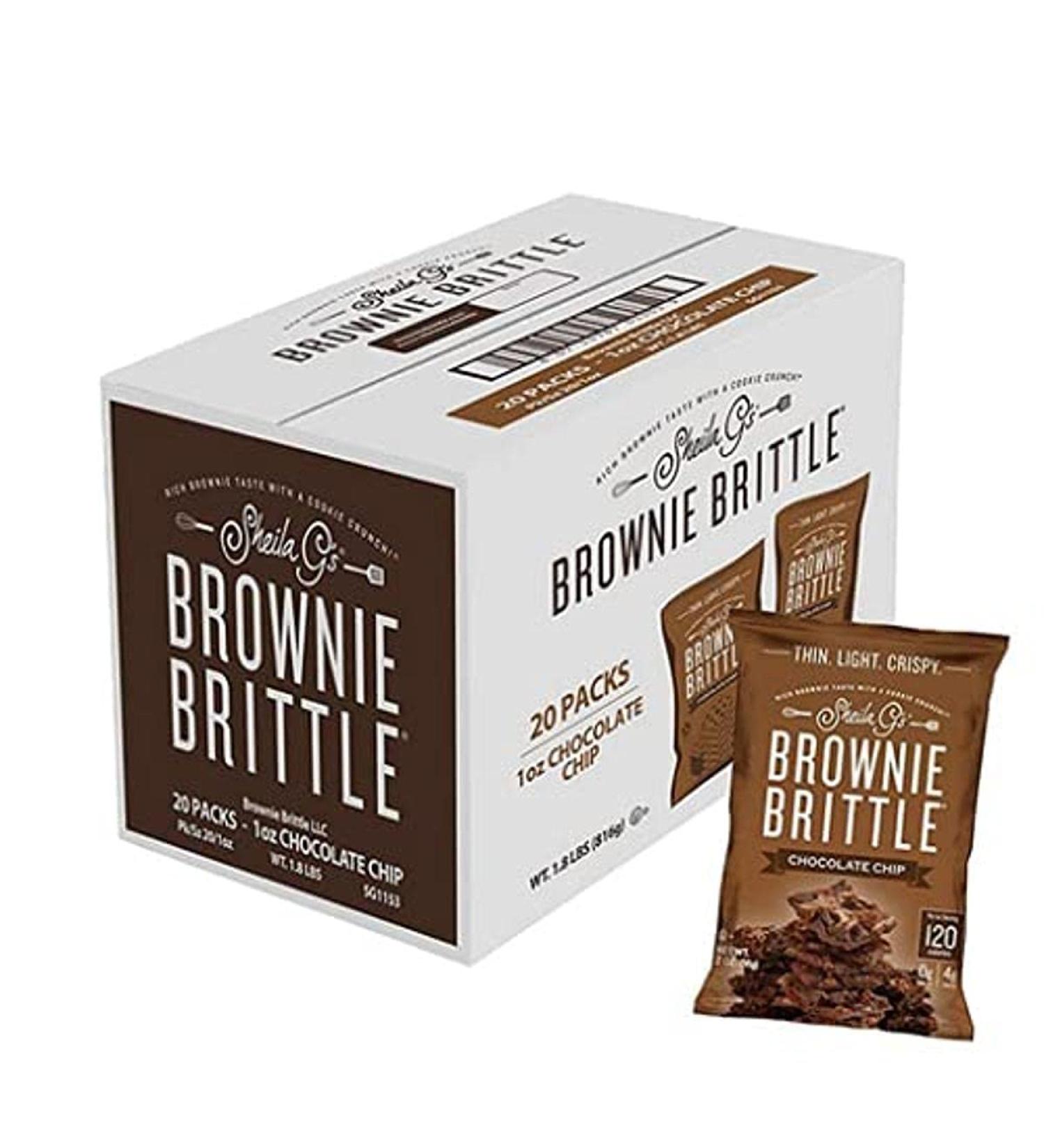 Brownie Brittle Low Calorie Treats - Healthy Chocolate Dessert with Cookie Crunch - Original Chocolate Chip Flavor - 1oz (Pack of 20) - Buy Online on GoSupps.com