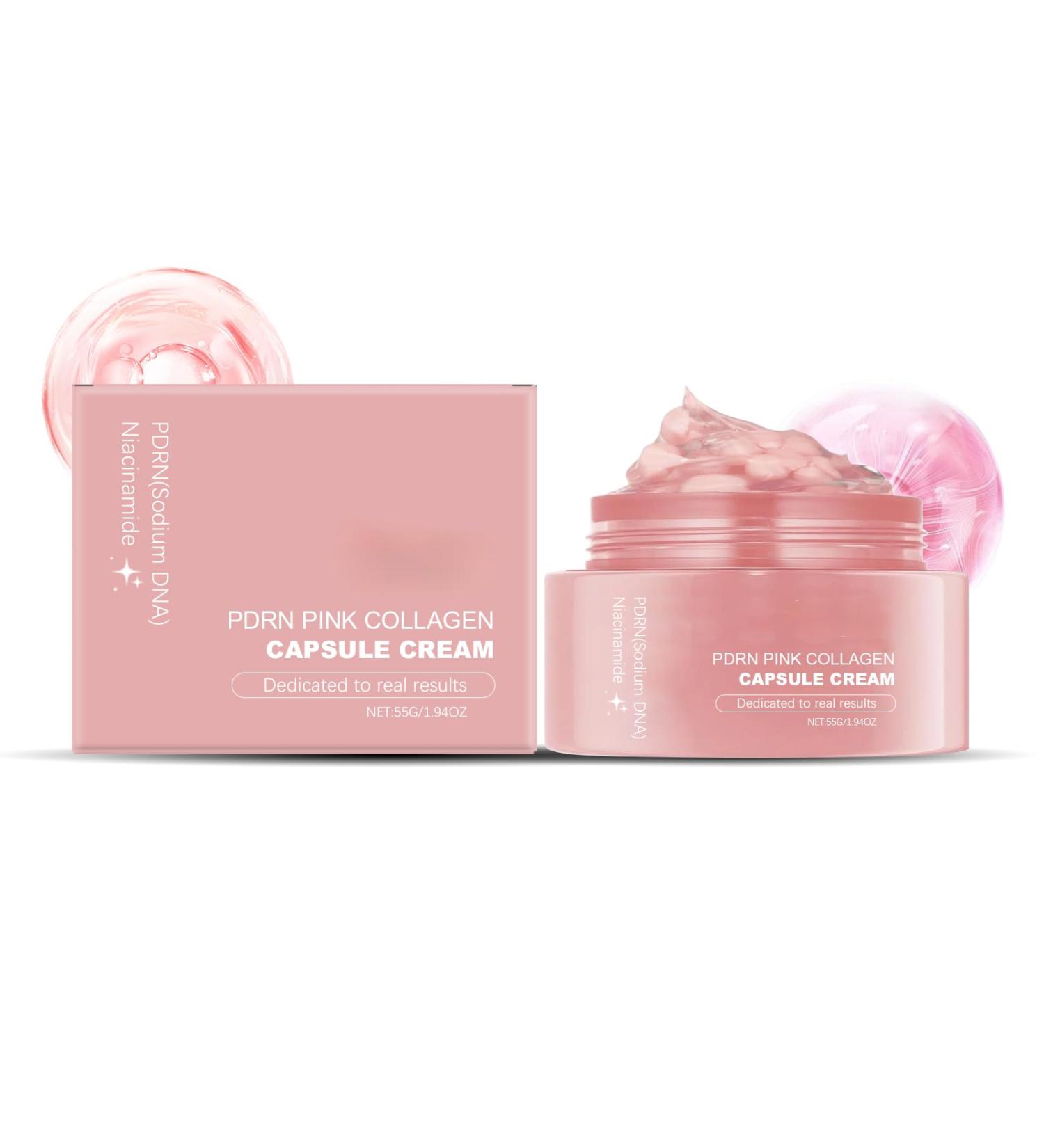 PingJuXuan PDRN Pink Collagen Capsule Cream Lightweight Moisturizing Face Cream with Pearl Extract 55G/1.94oz - Buy Online on GoSupps.com