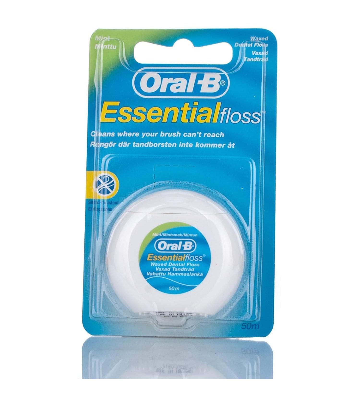 1 pack of Oral B Essential Waxed Mint Floss 50M (Pack Of 1 Floss) Oral-Ess-Mint-6pk