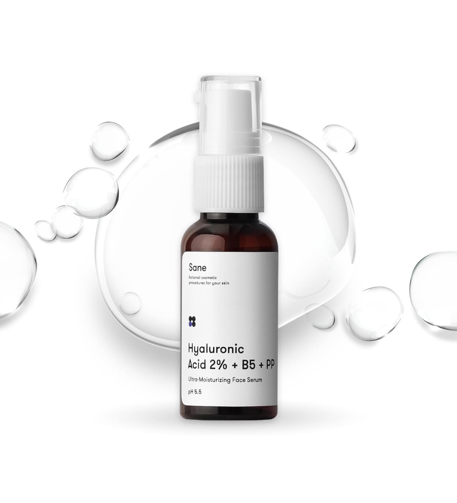 Sane Hyaluronic Acid Serum with Vitamin B5 & PP - Hydrating Face Serum for Healthy Skin - 1.01 fl oz - Buy Online on GoSupps.com