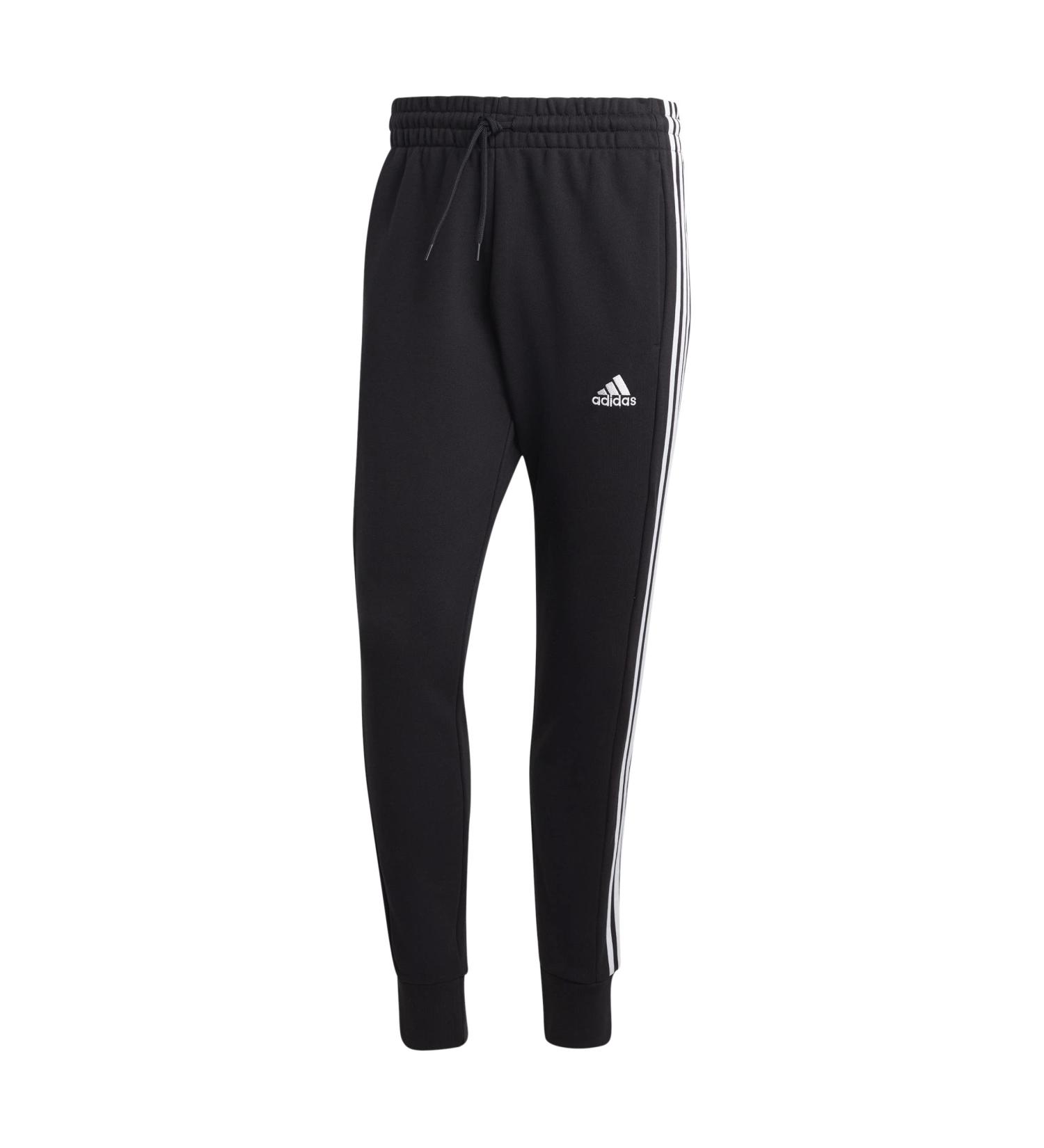 Buy adidas Men's Essentials French Terry Joggers - Tapered Cuff 3-Stripes Pants in Black-White | International Shipping Available - Buy Online on GoSupps.com