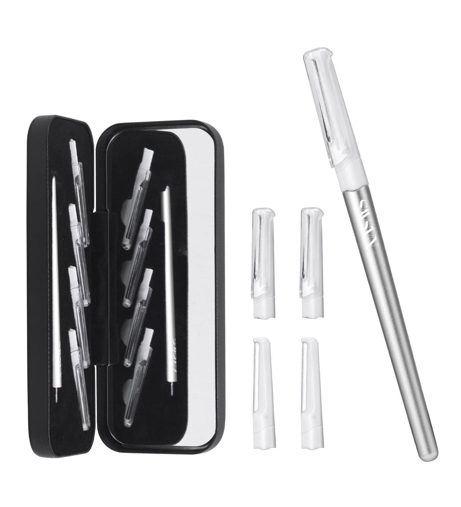 Buy Dermaplaning Razor for Face - Professional Tool with 4 Blades for Hair Removal & Exfoliation | Silver Facial Shaver & Eyebrow Shaper for Women - Buy Online on GoSupps.com