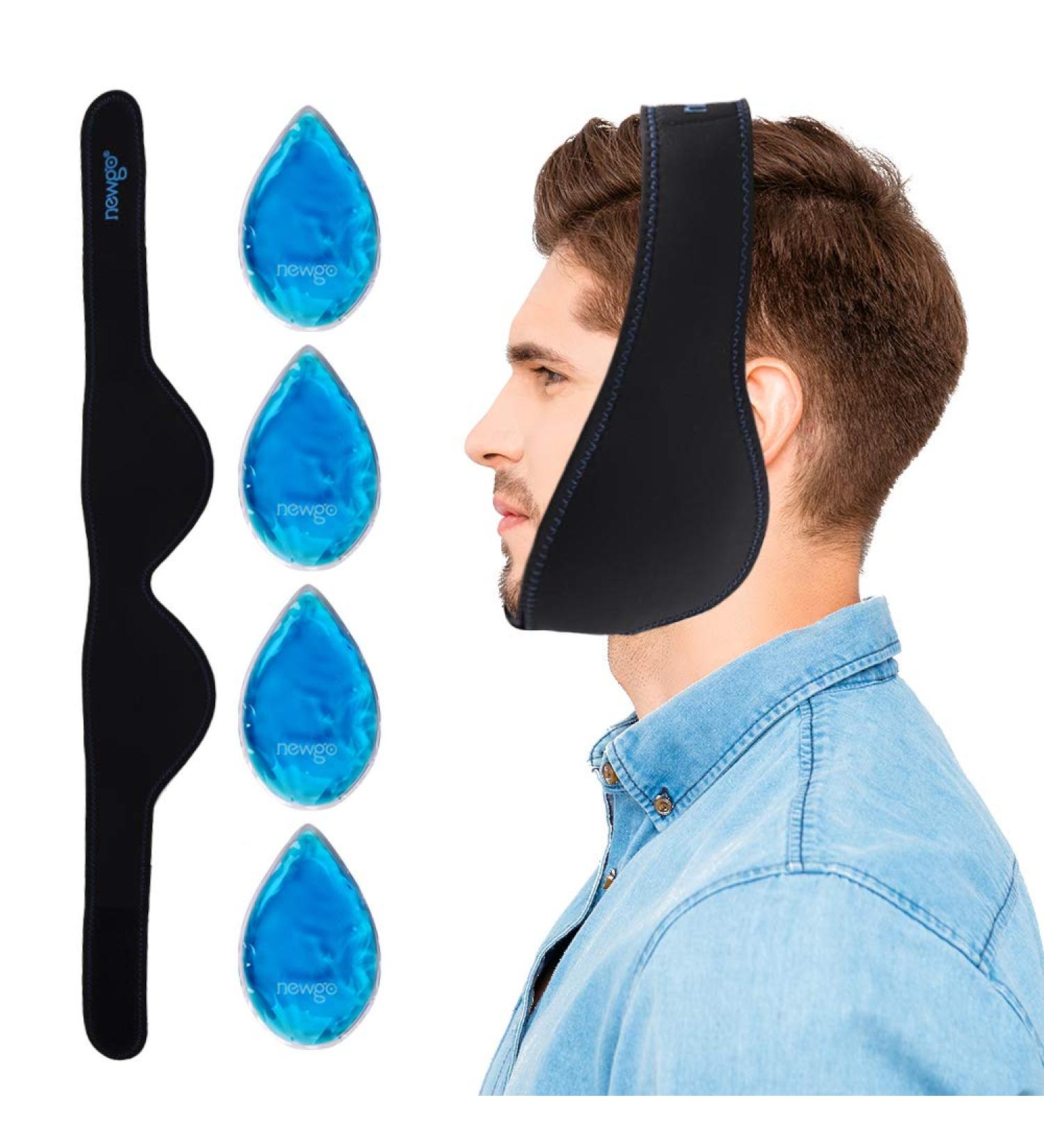 NEWGO Jaw Ice Pack for Face - 4 Gel Facial Ice Pack for Oral Surgery & TMJ Pain Relief - Buy Online on GoSupps.com