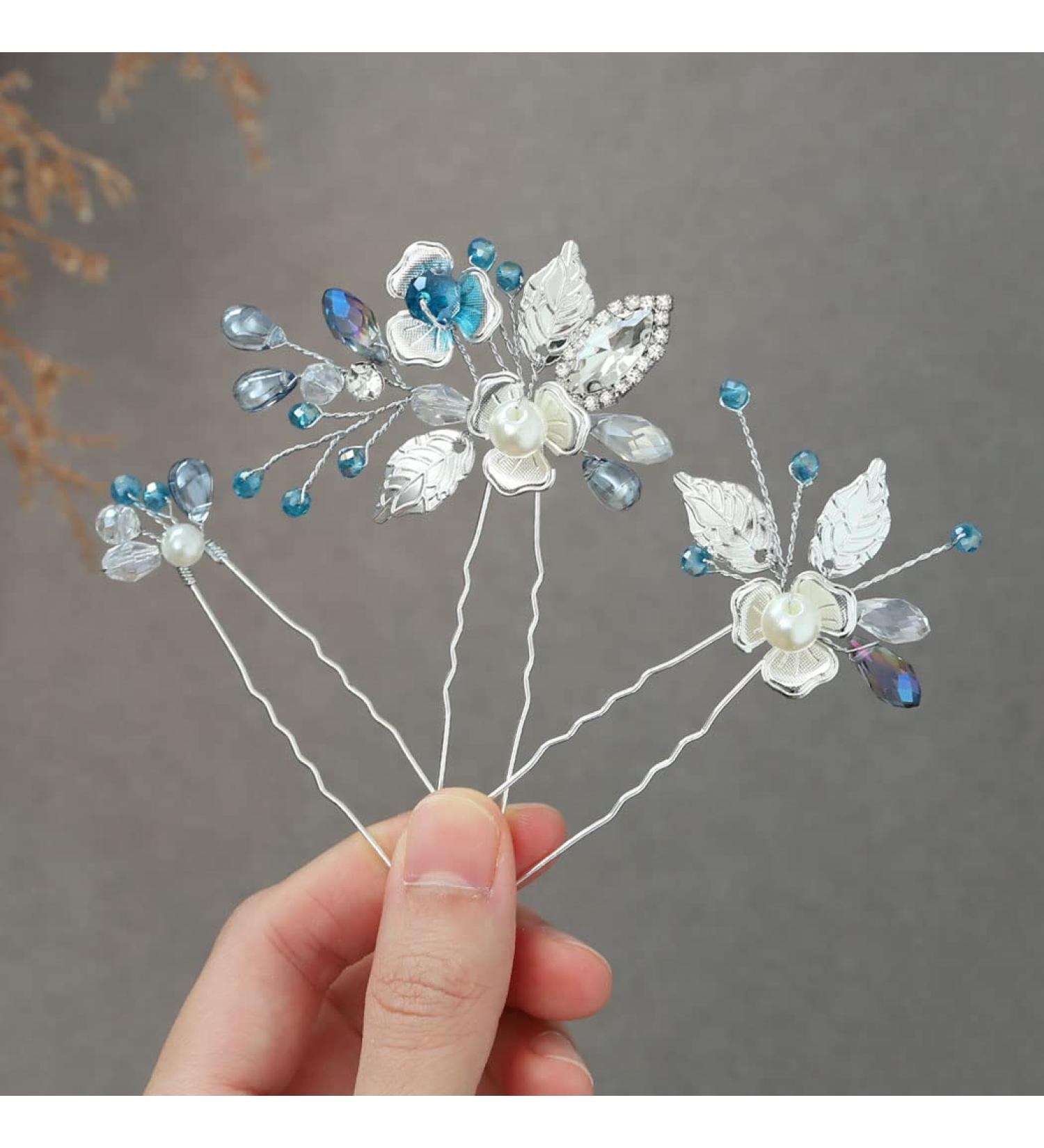 Blue rhinestone hair accessories cheap